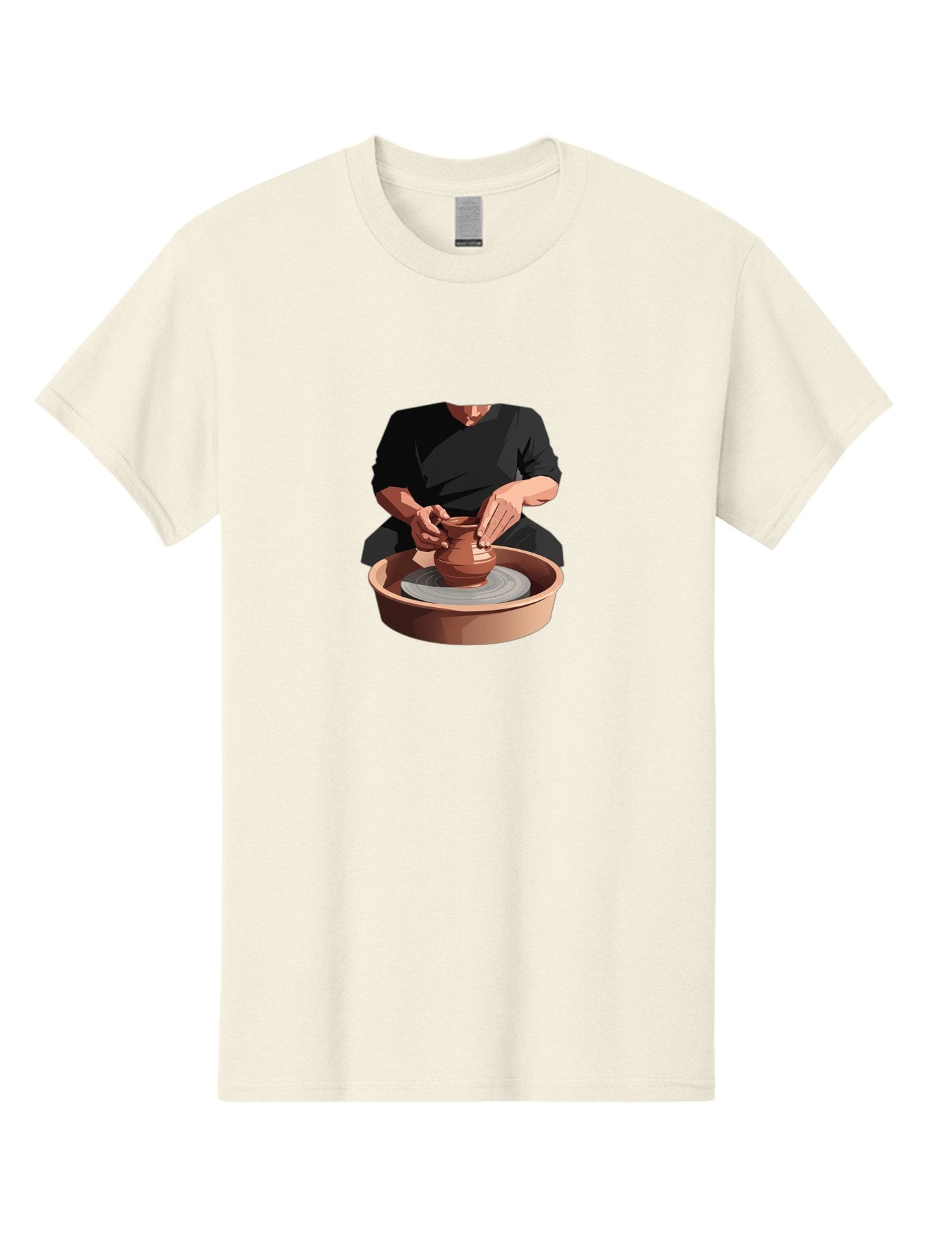 Potter-At-Work-1 Men'S Graphic Tee, 100% Cotton, Comfortable Casual Summer Wear, Machine Washable, Potter Shaping Clay Pot, Pottery Wheel In Action, Pottery Making Process, Hands-On Craftsmanship, Clay Vessel Creation, Artistic Expression, Bab219 3