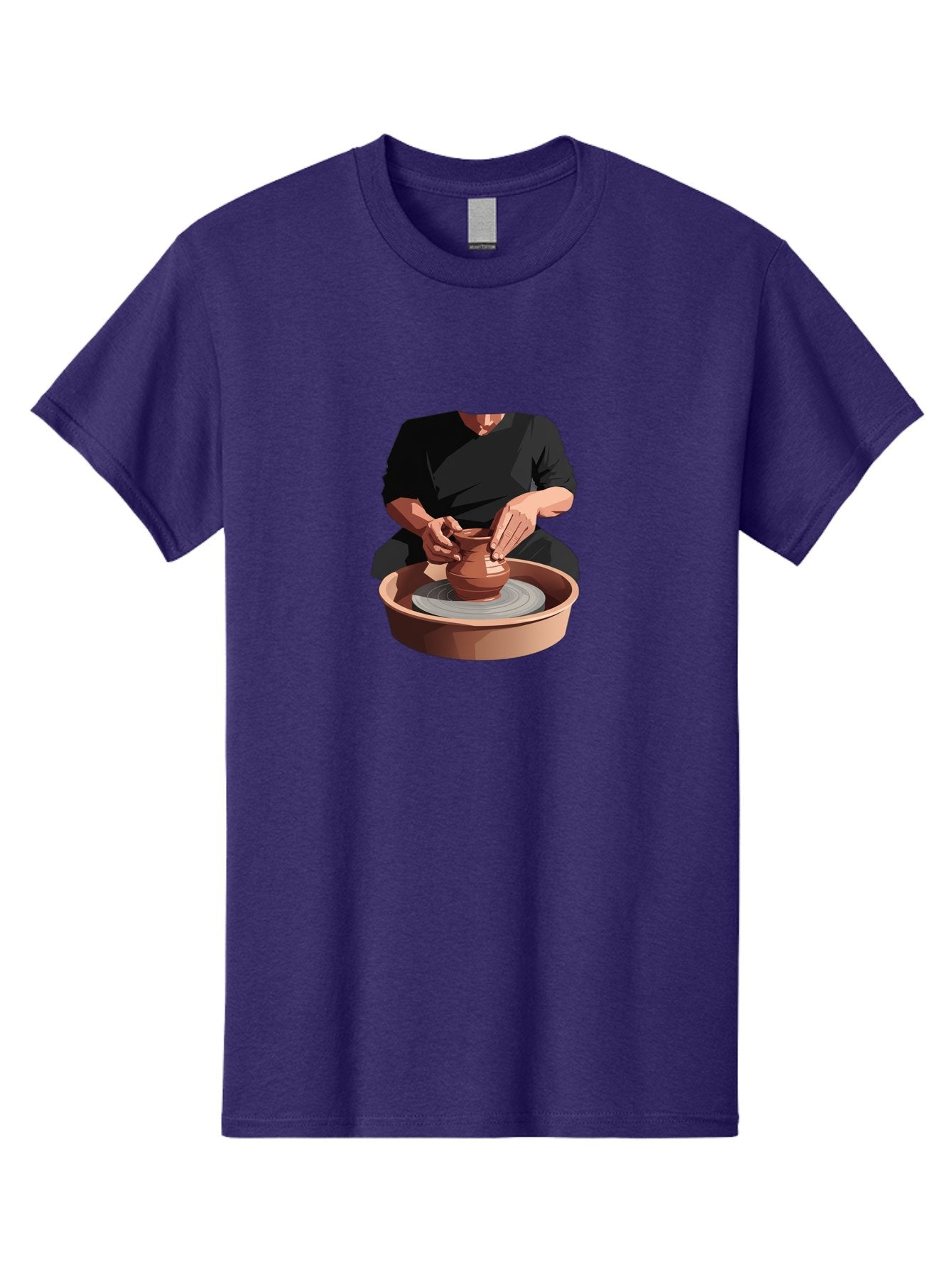 Potter-At-Work-1 Men'S Graphic Tee, 100% Cotton, Comfortable Casual Summer Wear, Machine Washable, Potter Shaping Clay Pot, Pottery Wheel In Action, Pottery Making Process, Hands-On Craftsmanship, Clay Vessel Creation, Artistic Expression, Bab219 11
