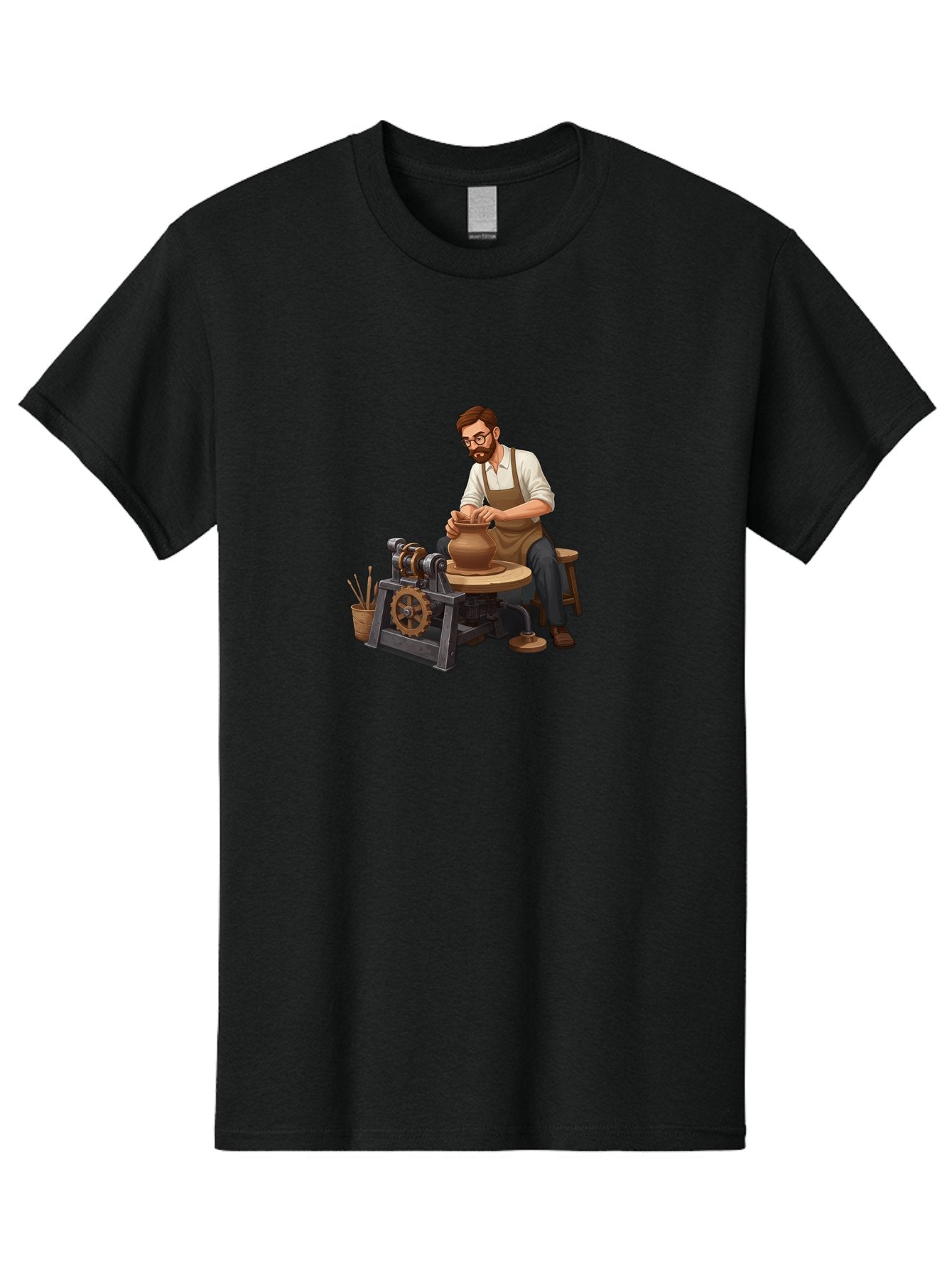 Potter-At-Work-10 Men'S Graphic Tee, 100% Cotton, Comfortable Casual Summer Wear, Machine Washable, Potter Creating Ceramics, Pottery Wheel In Action, Clay Vessel Being Shaped, Artisan At Work, Creative Process, Skilled Craftsmanship, Bab220 14