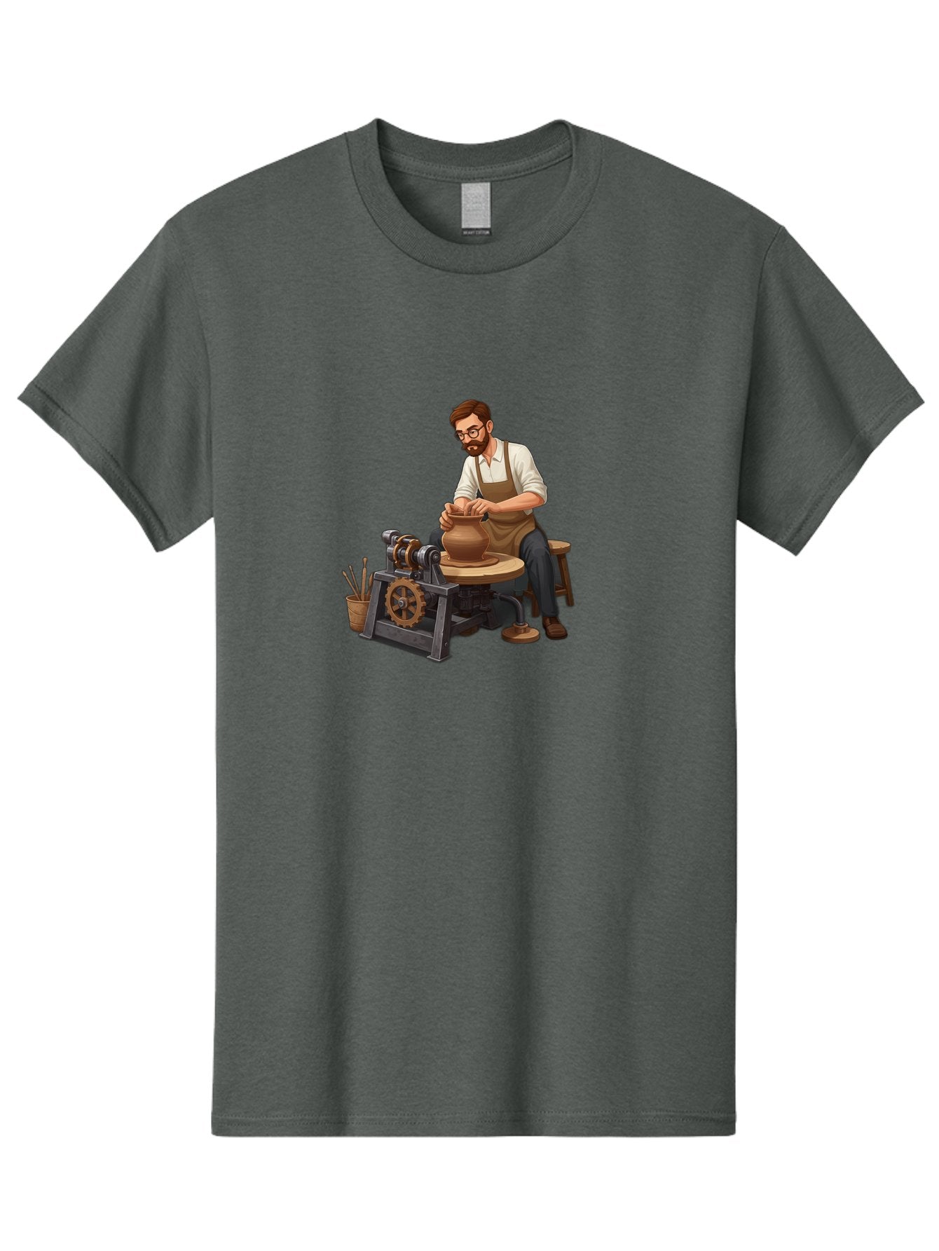 Potter-At-Work-10 Men'S Graphic Tee, 100% Cotton, Comfortable Casual Summer Wear, Machine Washable, Potter Creating Ceramics, Pottery Wheel In Action, Clay Vessel Being Shaped, Artisan At Work, Creative Process, Skilled Craftsmanship, Bab220 12