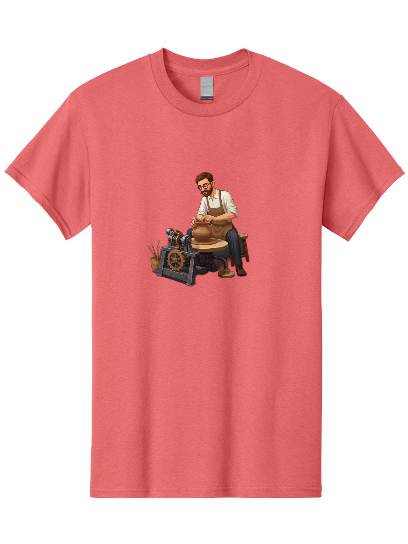 Potter-At-Work-10 Men'S Graphic Tee, 100% Cotton, Comfortable Casual Summer Wear, Machine Washable, Potter Creating Ceramics, Pottery Wheel In Action, Clay Vessel Being Shaped, Artisan At Work, Creative Process, Skilled Craftsmanship, Bab220 11