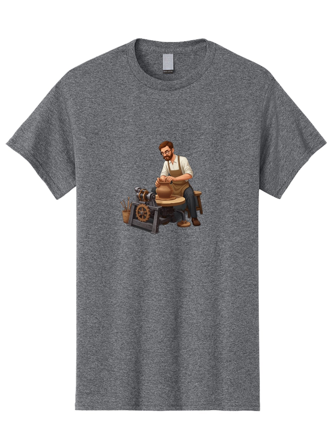 Potter-At-Work-10 Men'S Graphic Tee, 100% Cotton, Comfortable Casual Summer Wear, Machine Washable, Potter Creating Ceramics, Pottery Wheel In Action, Clay Vessel Being Shaped, Artisan At Work, Creative Process, Skilled Craftsmanship, Bab220 7