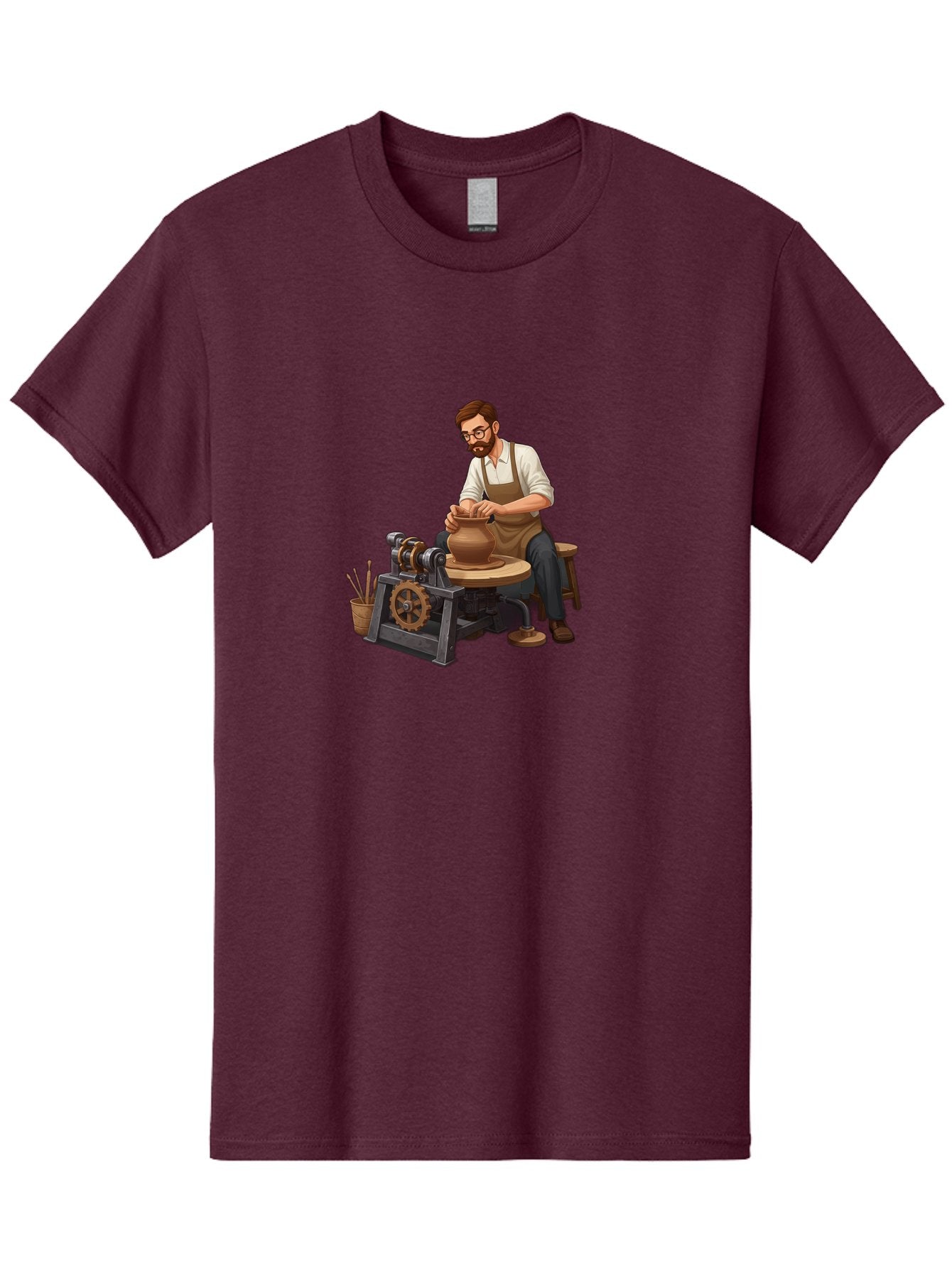 Potter-At-Work-10 Men'S Graphic Tee, 100% Cotton, Comfortable Casual Summer Wear, Machine Washable, Potter Creating Ceramics, Pottery Wheel In Action, Clay Vessel Being Shaped, Artisan At Work, Creative Process, Skilled Craftsmanship, Bab220 4