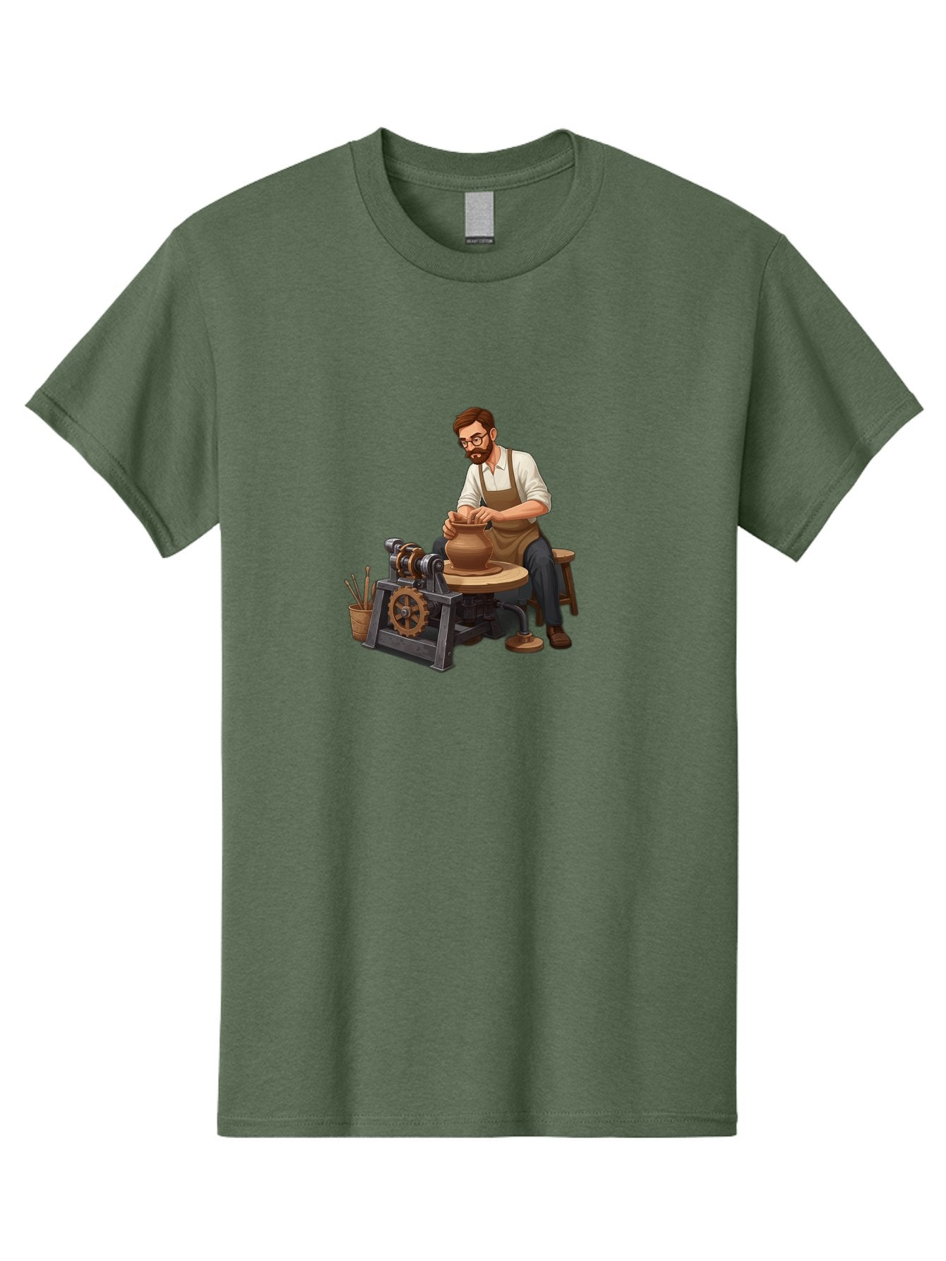 Potter-At-Work-10 Men'S Graphic Tee, 100% Cotton, Comfortable Casual Summer Wear, Machine Washable, Potter Creating Ceramics, Pottery Wheel In Action, Clay Vessel Being Shaped, Artisan At Work, Creative Process, Skilled Craftsmanship, Bab220 8