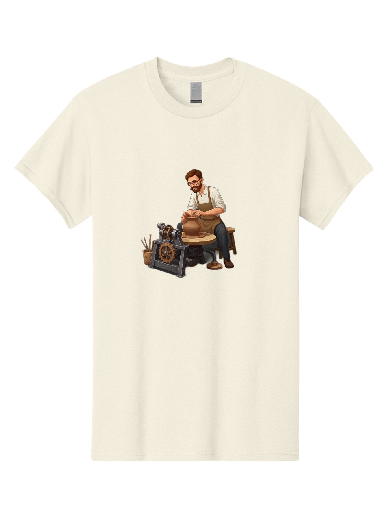 Potter-At-Work-10 Men'S Graphic Tee, 100% Cotton, Comfortable Casual Summer Wear, Machine Washable, Potter Creating Ceramics, Pottery Wheel In Action, Clay Vessel Being Shaped, Artisan At Work, Creative Process, Skilled Craftsmanship, Bab220 3