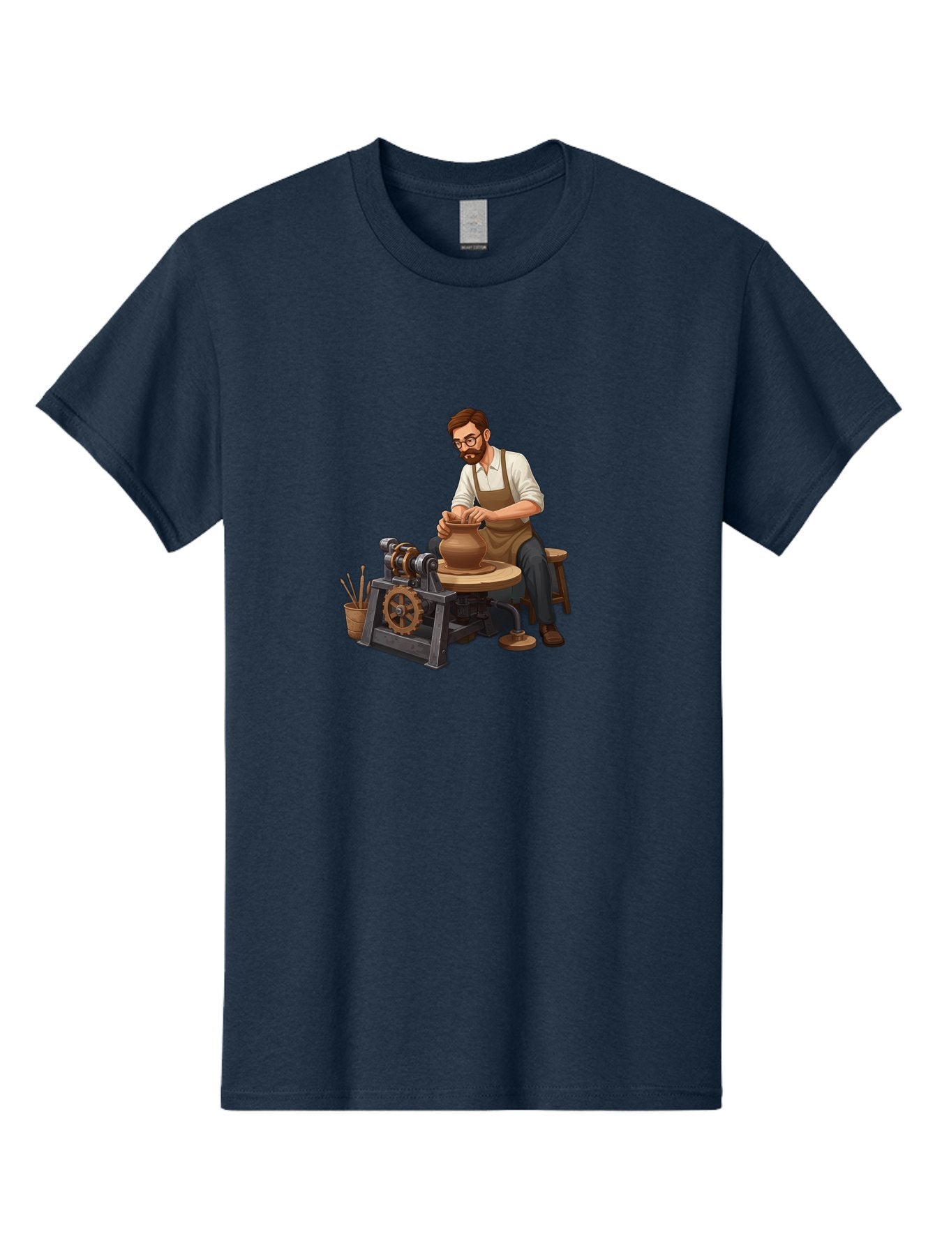Potter-At-Work-10 Men'S Graphic Tee, 100% Cotton, Comfortable Casual Summer Wear, Machine Washable, Potter Creating Ceramics, Pottery Wheel In Action, Clay Vessel Being Shaped, Artisan At Work, Creative Process, Skilled Craftsmanship, Bab220 15