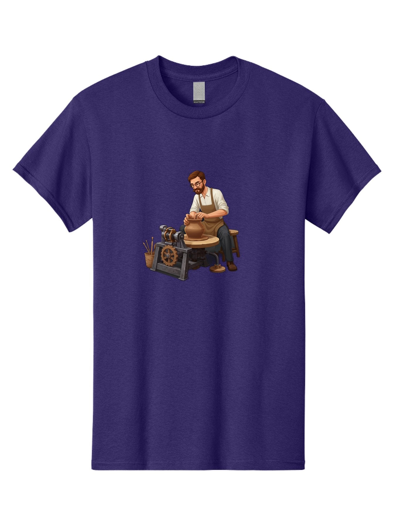 Potter-At-Work-10 Men'S Graphic Tee, 100% Cotton, Comfortable Casual Summer Wear, Machine Washable, Potter Creating Ceramics, Pottery Wheel In Action, Clay Vessel Being Shaped, Artisan At Work, Creative Process, Skilled Craftsmanship, Bab220 13