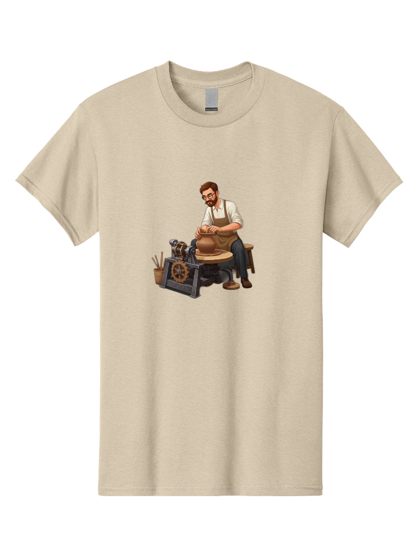 Potter-At-Work-10 Men'S Graphic Tee, 100% Cotton, Comfortable Casual Summer Wear, Machine Washable, Potter Creating Ceramics, Pottery Wheel In Action, Clay Vessel Being Shaped, Artisan At Work, Creative Process, Skilled Craftsmanship, Bab220 10