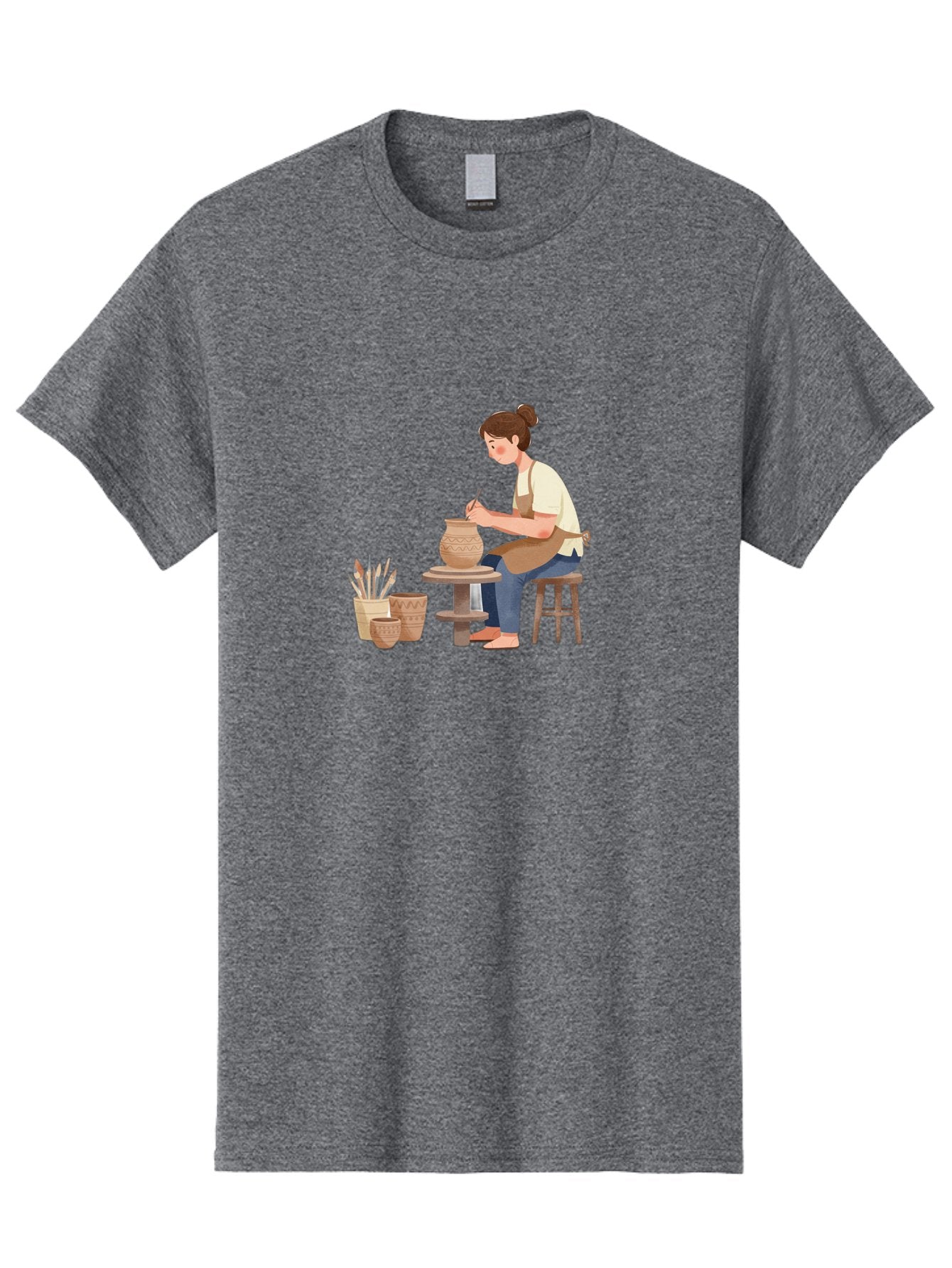 Potter-At-Work-2 Men'S Graphic Tee, 100% Cotton, Comfortable Casual Summer Wear, Machine Washable, Pottery Wheel, Clay Vase, Artistic Creation, Hand-Painted Ceramics, Artisan At Work, Creative Process, Pottery Tools, Decorative Pottery, Bab221 14
