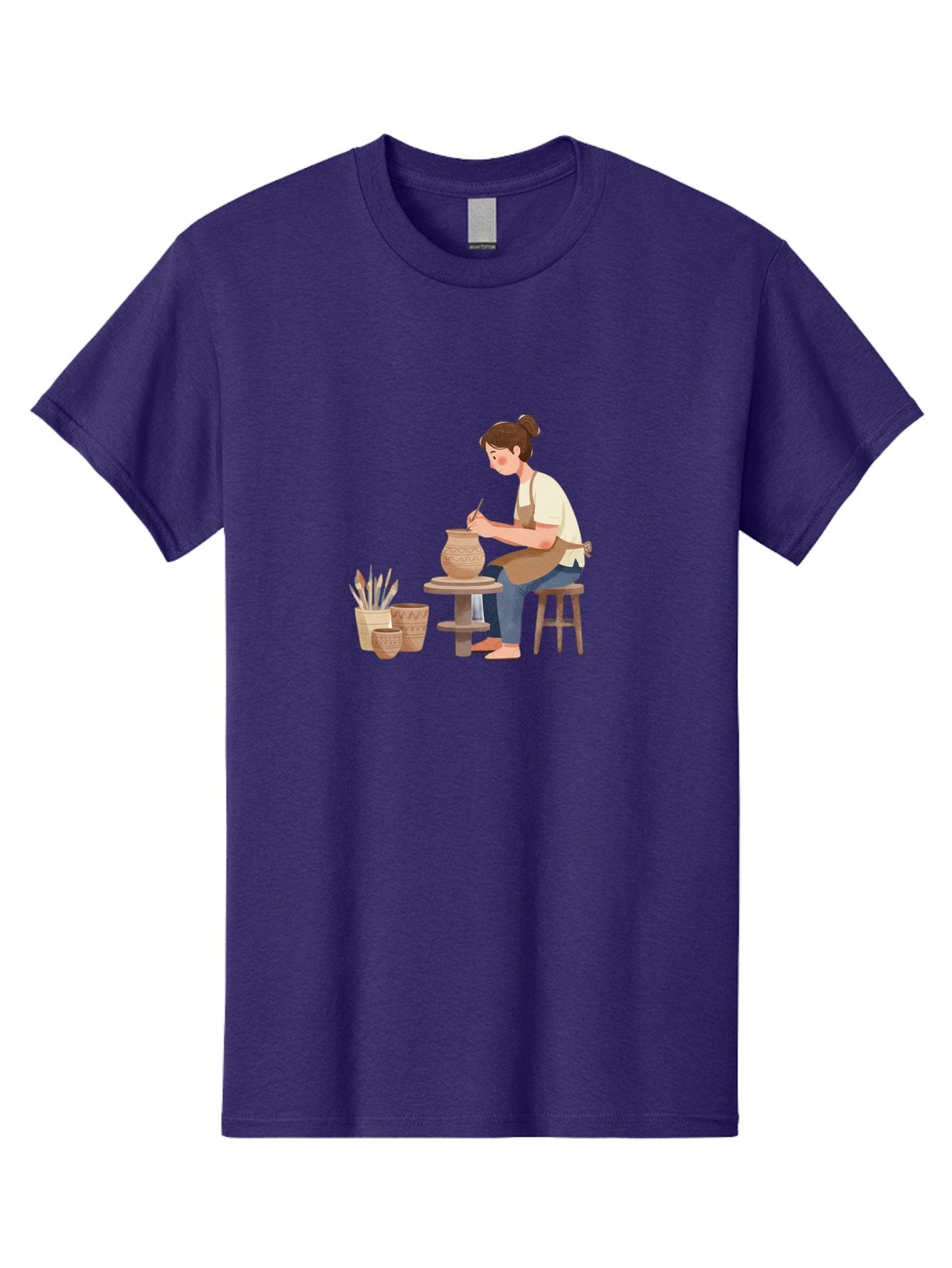 Potter-At-Work-2 Men'S Graphic Tee, 100% Cotton, Comfortable Casual Summer Wear, Machine Washable, Pottery Wheel, Clay Vase, Artistic Creation, Hand-Painted Ceramics, Artisan At Work, Creative Process, Pottery Tools, Decorative Pottery, Bab221 15