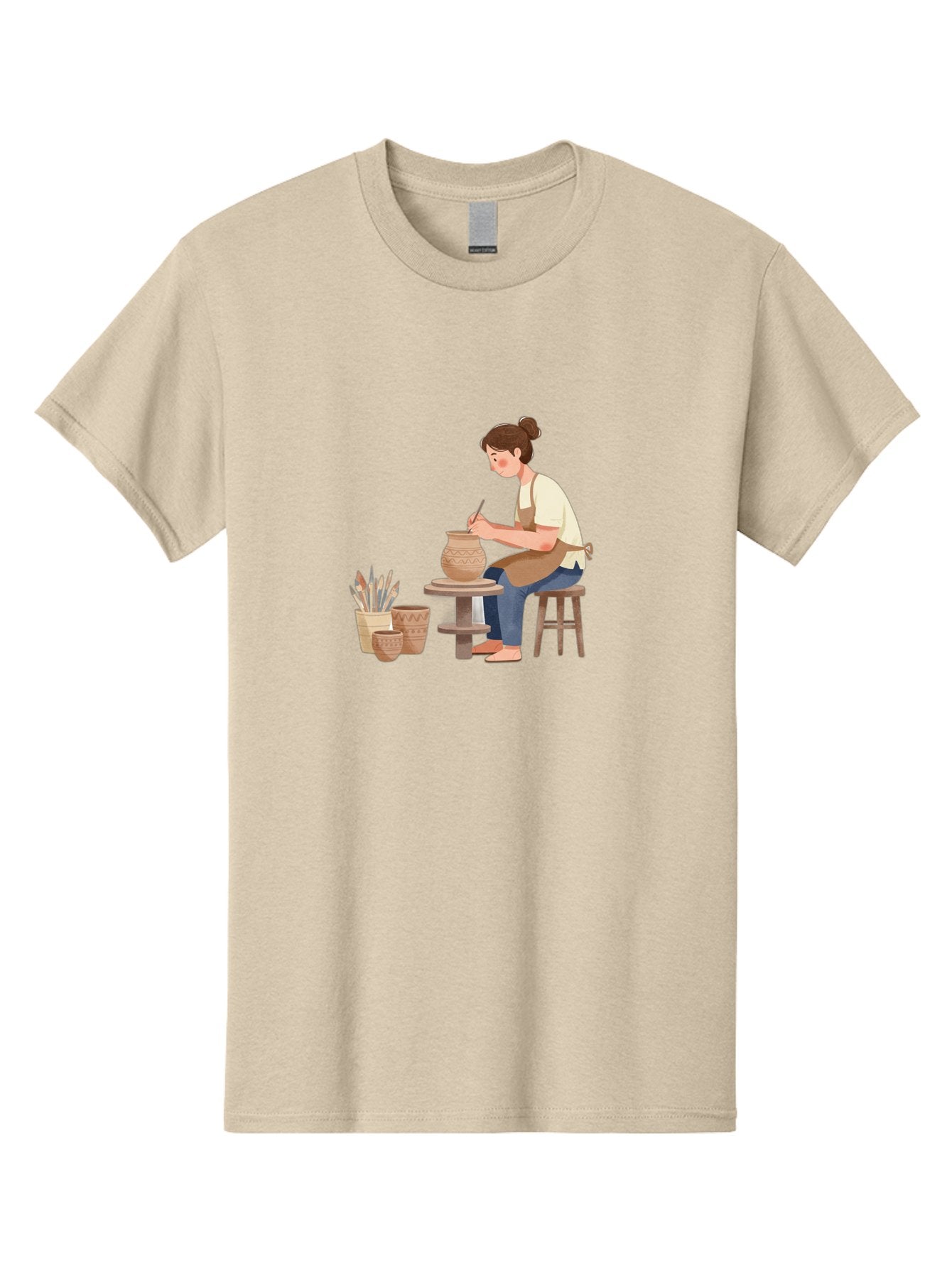 Potter-At-Work-2 Men'S Graphic Tee, 100% Cotton, Comfortable Casual Summer Wear, Machine Washable, Pottery Wheel, Clay Vase, Artistic Creation, Hand-Painted Ceramics, Artisan At Work, Creative Process, Pottery Tools, Decorative Pottery, Bab221 10