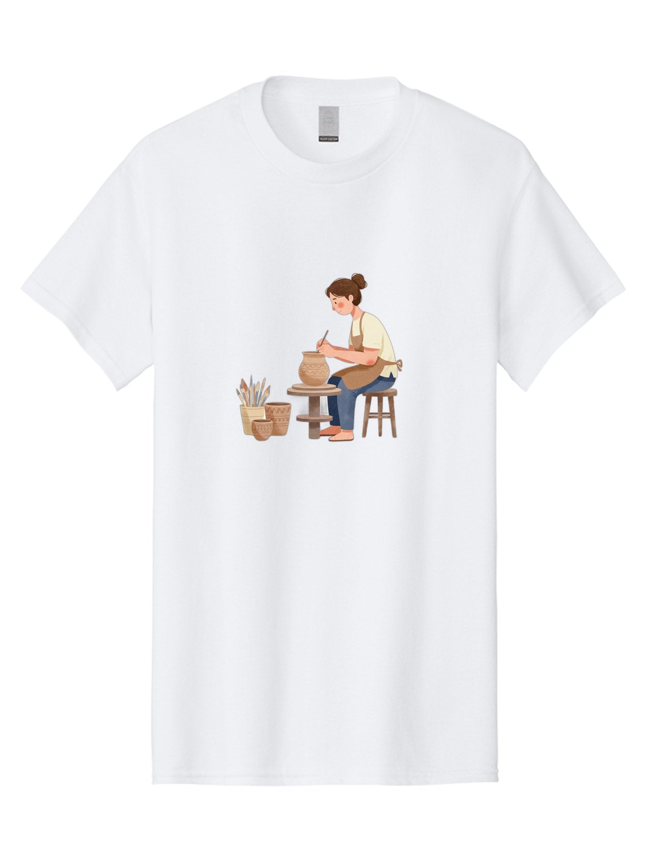 Potter-At-Work-2 Men'S Graphic Tee, 100% Cotton, Comfortable Casual Summer Wear, Machine Washable, Pottery Wheel, Clay Vase, Artistic Creation, Hand-Painted Ceramics, Artisan At Work, Creative Process, Pottery Tools, Decorative Pottery, Bab221 9