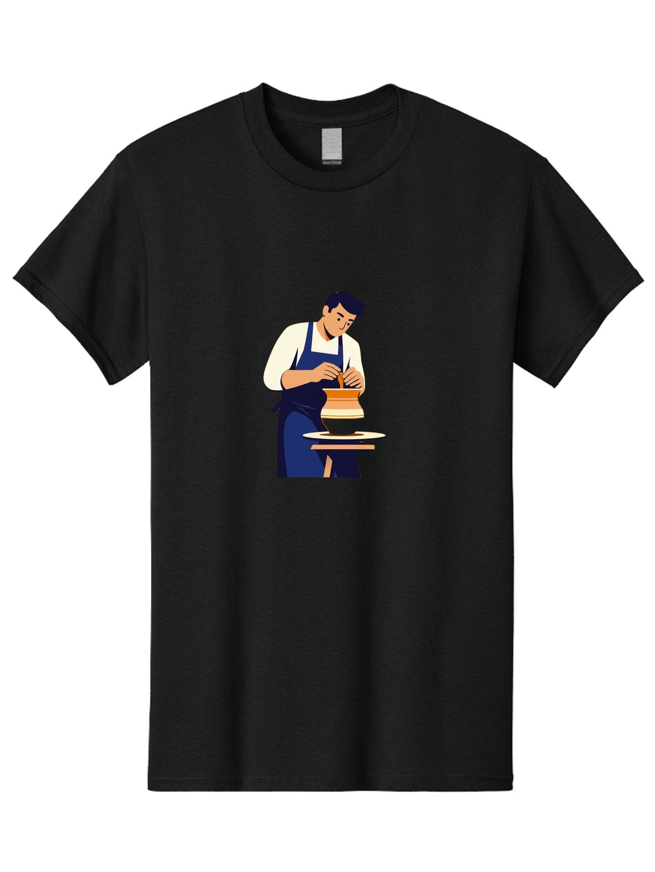 Potter-At-Work-3 Men'S Graphic Tee, 100% Cotton, Comfortable Casual Summer Wear, Machine Washable, Potter Shaping Clay, Pottery Wheel, Ceramic Art, Handmade Crafts, Skilled Artisan, Creative Process, Clay Modeling, Pottery Making Bab222 7