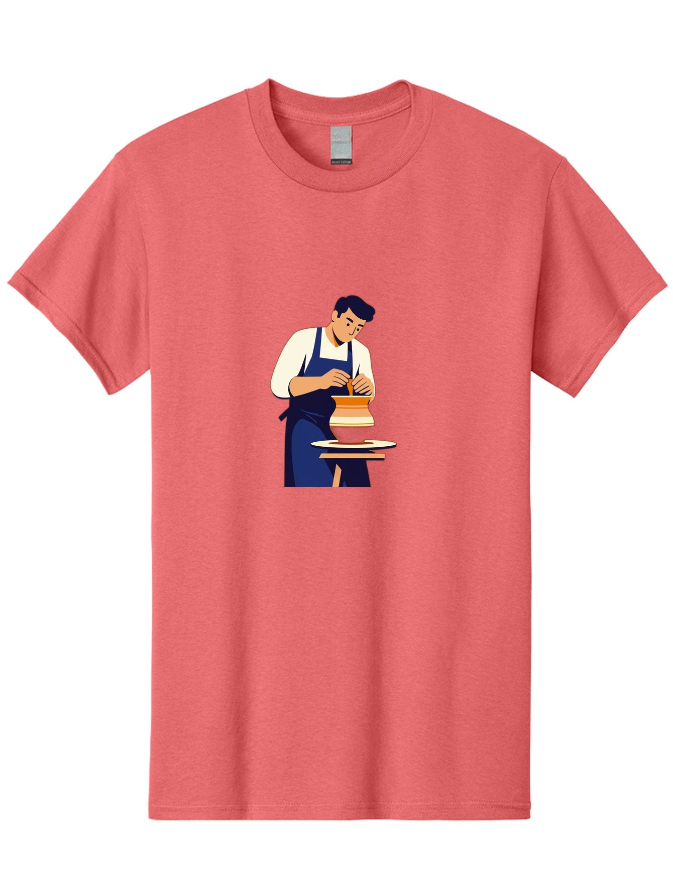 Potter-At-Work-3 Men'S Graphic Tee, 100% Cotton, Comfortable Casual Summer Wear, Machine Washable, Potter Shaping Clay, Pottery Wheel, Ceramic Art, Handmade Crafts, Skilled Artisan, Creative Process, Clay Modeling, Pottery Making Bab222 10