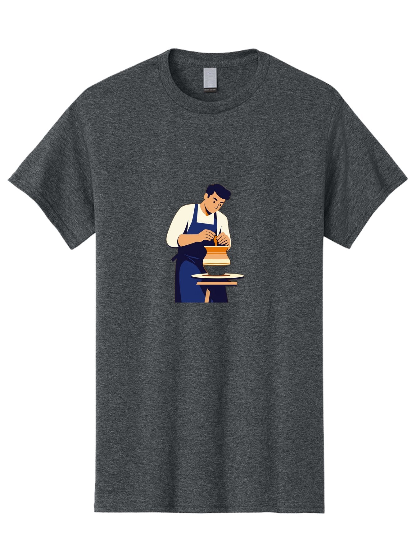 Potter-At-Work-3 Men'S Graphic Tee, 100% Cotton, Comfortable Casual Summer Wear, Machine Washable, Potter Shaping Clay, Pottery Wheel, Ceramic Art, Handmade Crafts, Skilled Artisan, Creative Process, Clay Modeling, Pottery Making Bab222