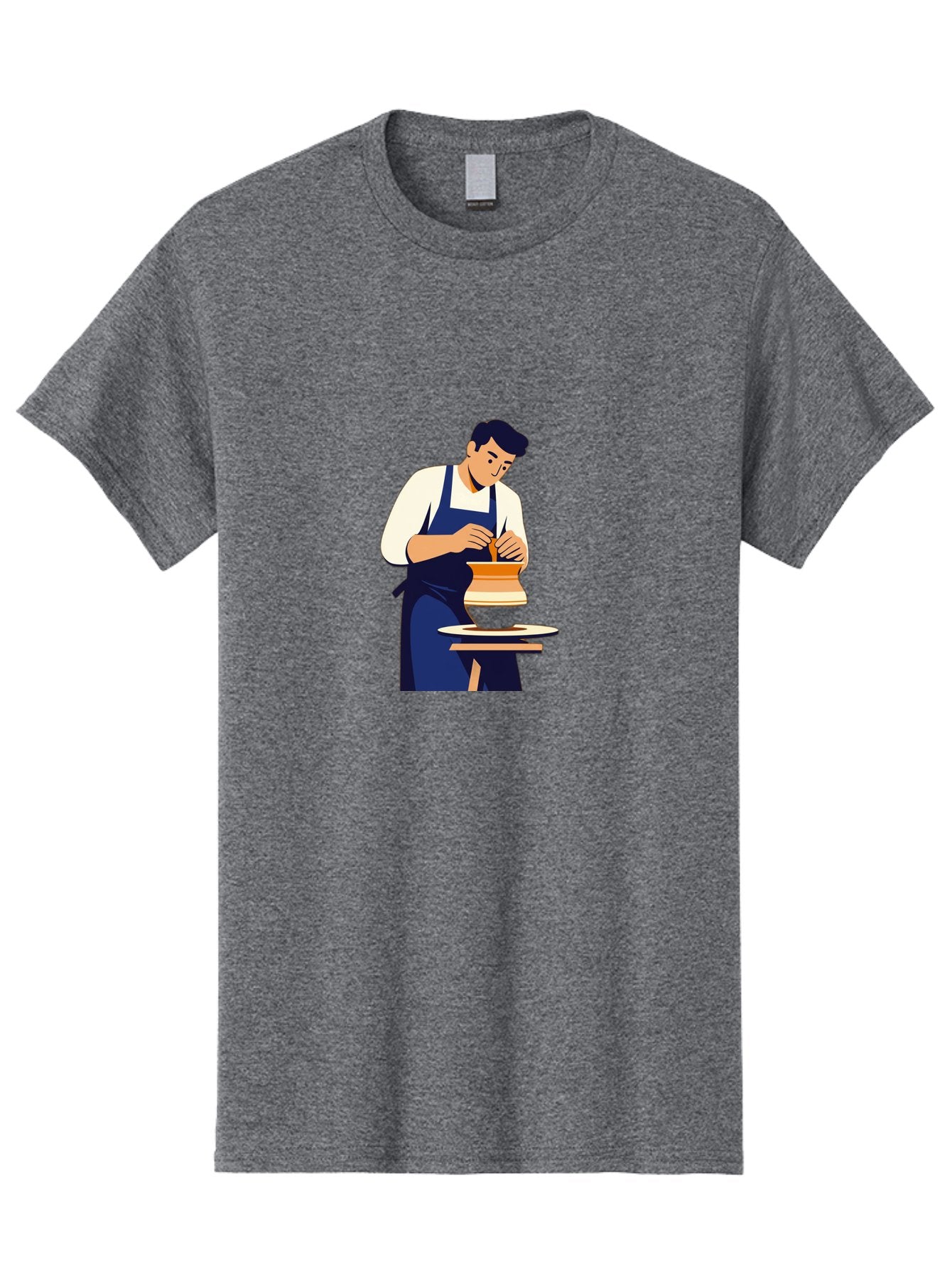 Potter-At-Work-3 Men'S Graphic Tee, 100% Cotton, Comfortable Casual Summer Wear, Machine Washable, Potter Shaping Clay, Pottery Wheel, Ceramic Art, Handmade Crafts, Skilled Artisan, Creative Process, Clay Modeling, Pottery Making Bab222 13