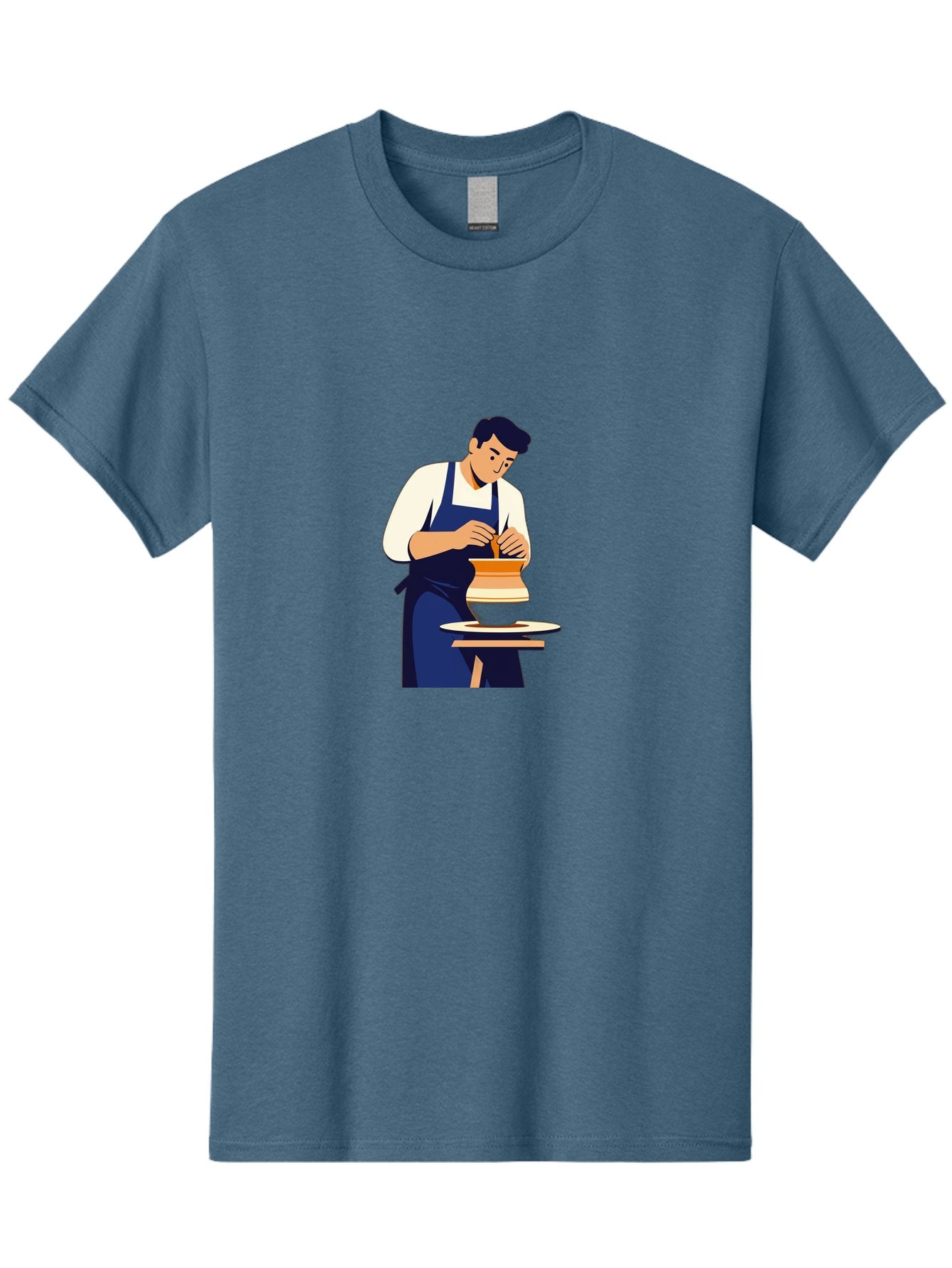 Potter-At-Work-3 Men'S Graphic Tee, 100% Cotton, Comfortable Casual Summer Wear, Machine Washable, Potter Shaping Clay, Pottery Wheel, Ceramic Art, Handmade Crafts, Skilled Artisan, Creative Process, Clay Modeling, Pottery Making Bab222 12