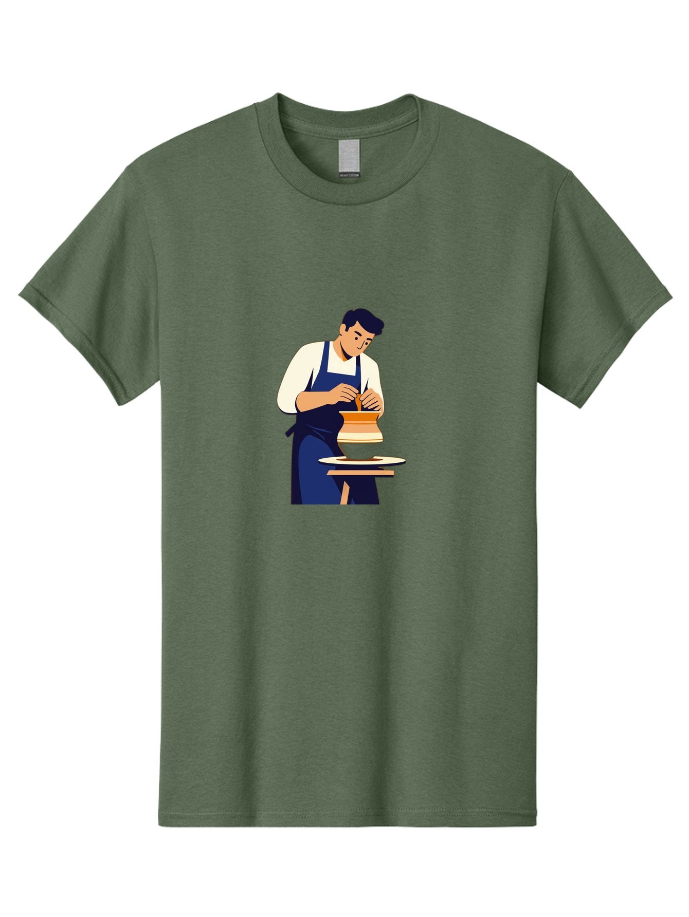 Potter-At-Work-3 Men'S Graphic Tee, 100% Cotton, Comfortable Casual Summer Wear, Machine Washable, Potter Shaping Clay, Pottery Wheel, Ceramic Art, Handmade Crafts, Skilled Artisan, Creative Process, Clay Modeling, Pottery Making Bab222 4