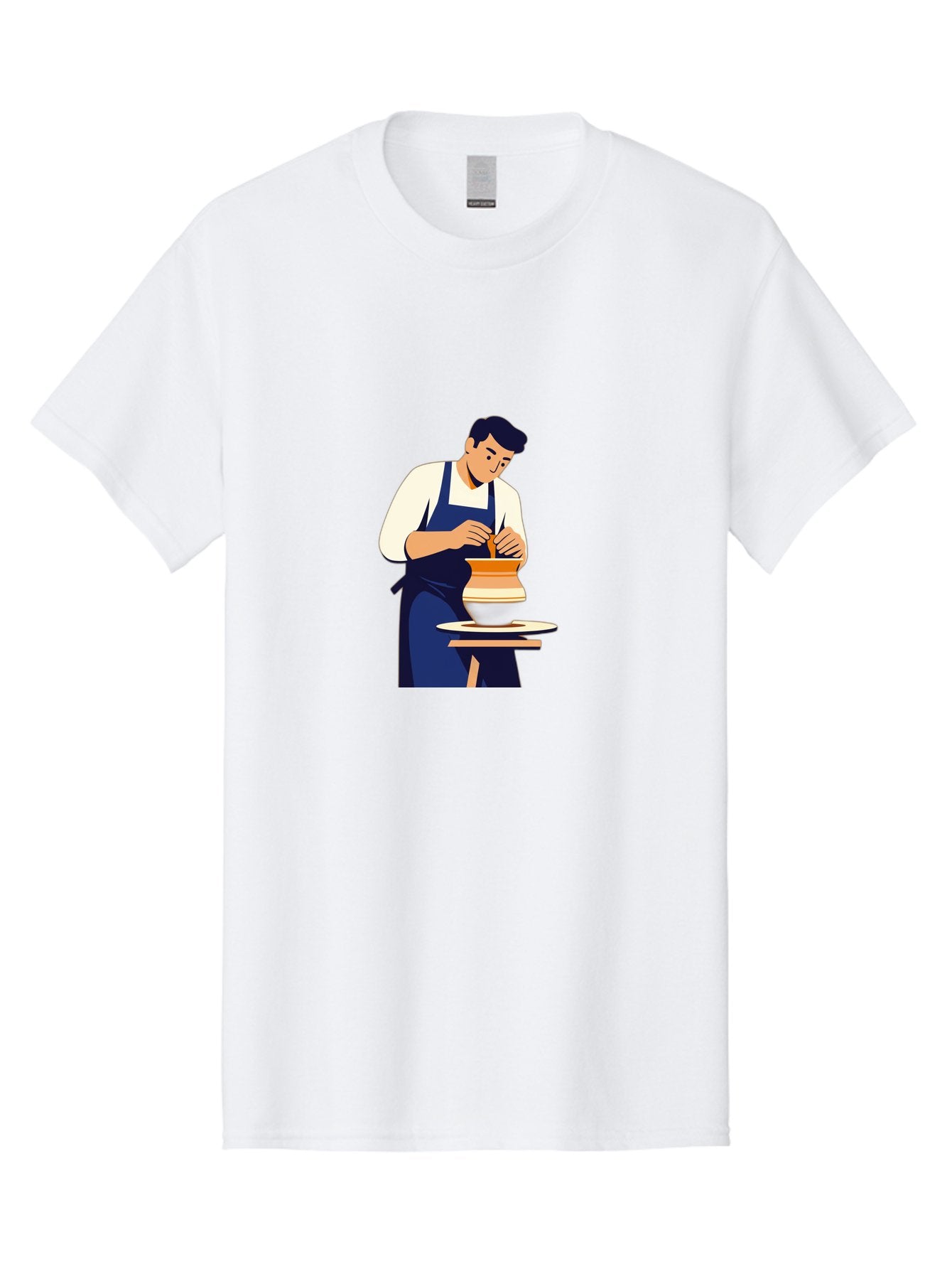 Potter-At-Work-3 Men'S Graphic Tee, 100% Cotton, Comfortable Casual Summer Wear, Machine Washable, Potter Shaping Clay, Pottery Wheel, Ceramic Art, Handmade Crafts, Skilled Artisan, Creative Process, Clay Modeling, Pottery Making Bab222