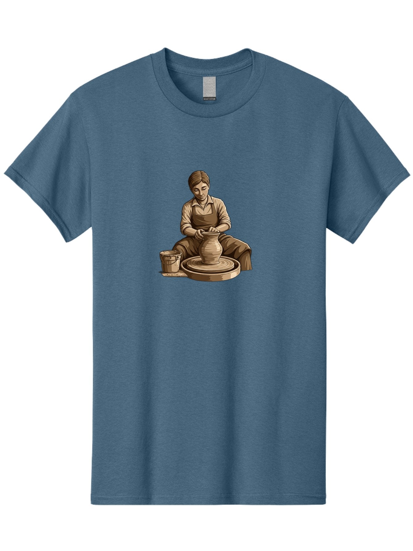 Potter-At-Work-4 Men'S Graphic Tee, 100% Cotton, Comfortable Casual Summer Wear, Machine Washable, Pottery Making, Ceramic Art, Clay Modeling, Potter'S Wheel, Creative Process, Handmade Crafts, Artisanal Skills, Traditional Craftsmanship, Bab223