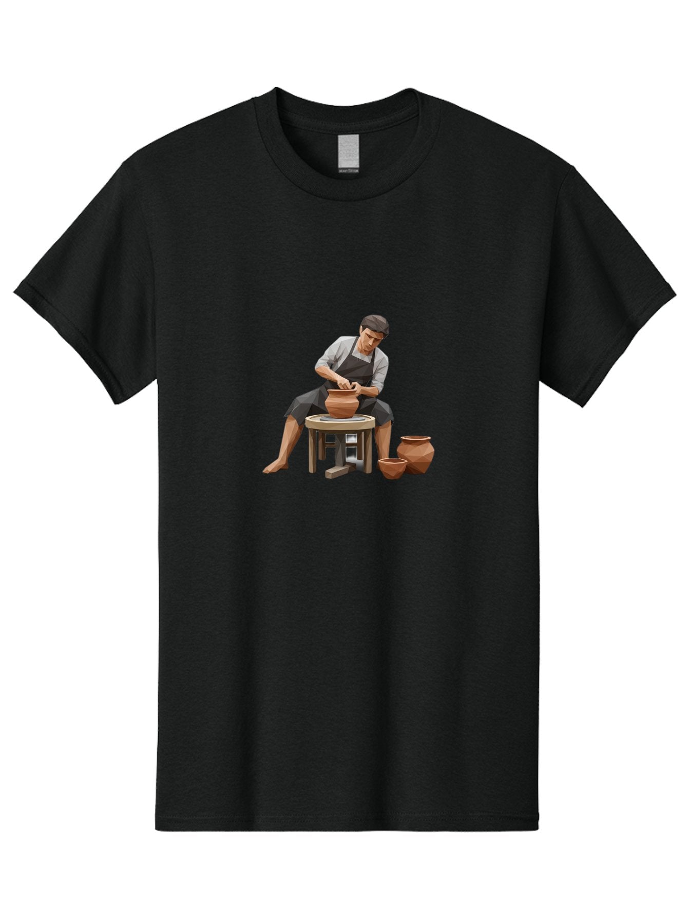 Potter-At-Work-7 Men'S Graphic Tee, 100% Cotton, Comfortable Casual Summer Wear, Machine Washable, Potter'S Wheel, Ceramic Art, Handmade Pottery, Clay Modeling, Artisanal Crafts, Creative Process, Pottery Making, Studio Pottery Bab226 6