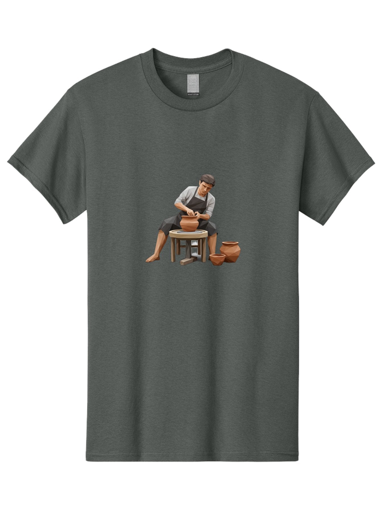 Potter-At-Work-7 Men'S Graphic Tee, 100% Cotton, Comfortable Casual Summer Wear, Machine Washable, Potter'S Wheel, Ceramic Art, Handmade Pottery, Clay Modeling, Artisanal Crafts, Creative Process, Pottery Making, Studio Pottery Bab226 9