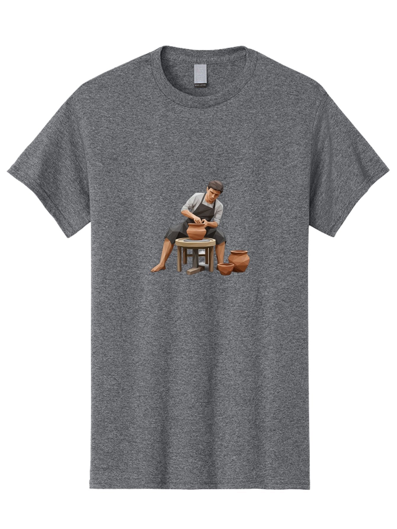 Potter-At-Work-7 Men'S Graphic Tee, 100% Cotton, Comfortable Casual Summer Wear, Machine Washable, Potter'S Wheel, Ceramic Art, Handmade Pottery, Clay Modeling, Artisanal Crafts, Creative Process, Pottery Making, Studio Pottery Bab226