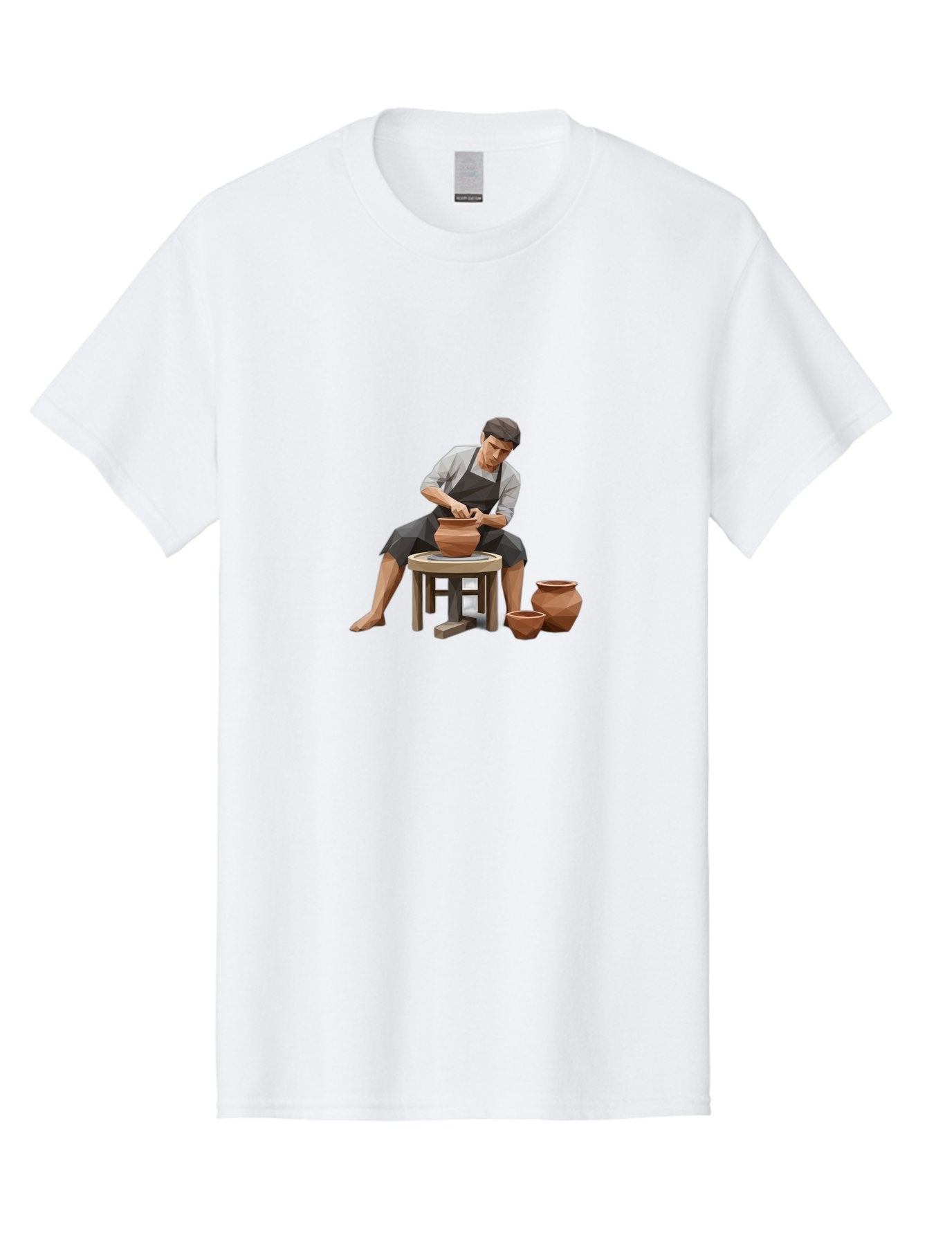 Potter-At-Work-7 Men'S Graphic Tee, 100% Cotton, Comfortable Casual Summer Wear, Machine Washable, Potter'S Wheel, Ceramic Art, Handmade Pottery, Clay Modeling, Artisanal Crafts, Creative Process, Pottery Making, Studio Pottery Bab226 15