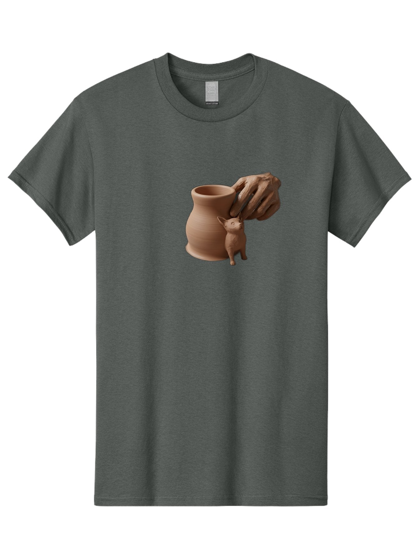 Potter-S-Hand Men'S Graphic Tee, 100% Cotton, Comfortable Casual Summer Wear, Machine Washable, Clay Pottery, Handmade Ceramics, Pottery Wheel, Earthenware, Clay Modeling, Sculpting, Creative Expression, Artistic Process, Pottery Art, Bab230