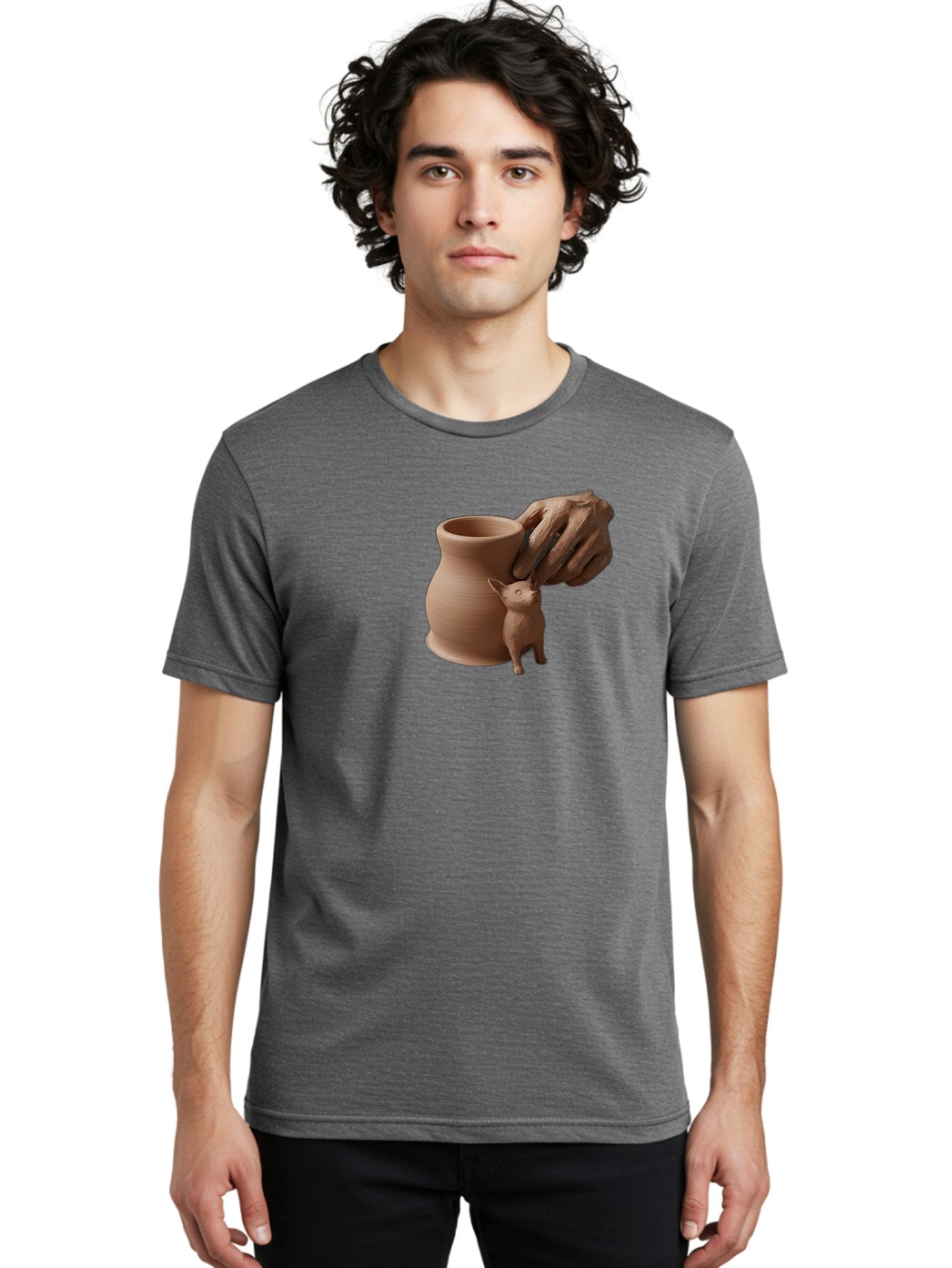 Potter-S-Hand Men'S Graphic Tee, 100% Cotton, Comfortable Casual Summer Wear, Machine Washable, Clay Pottery, Handmade Ceramics, Pottery Wheel, Earthenware, Clay Modeling, Sculpting, Creative Expression, Artistic Process, Pottery Art, Bab230 17