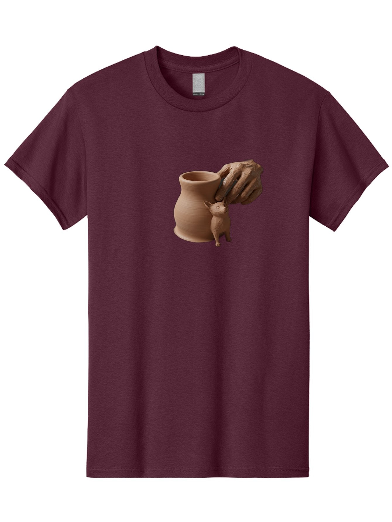 Potter-S-Hand Men'S Graphic Tee, 100% Cotton, Comfortable Casual Summer Wear, Machine Washable, Clay Pottery, Handmade Ceramics, Pottery Wheel, Earthenware, Clay Modeling, Sculpting, Creative Expression, Artistic Process, Pottery Art, Bab230