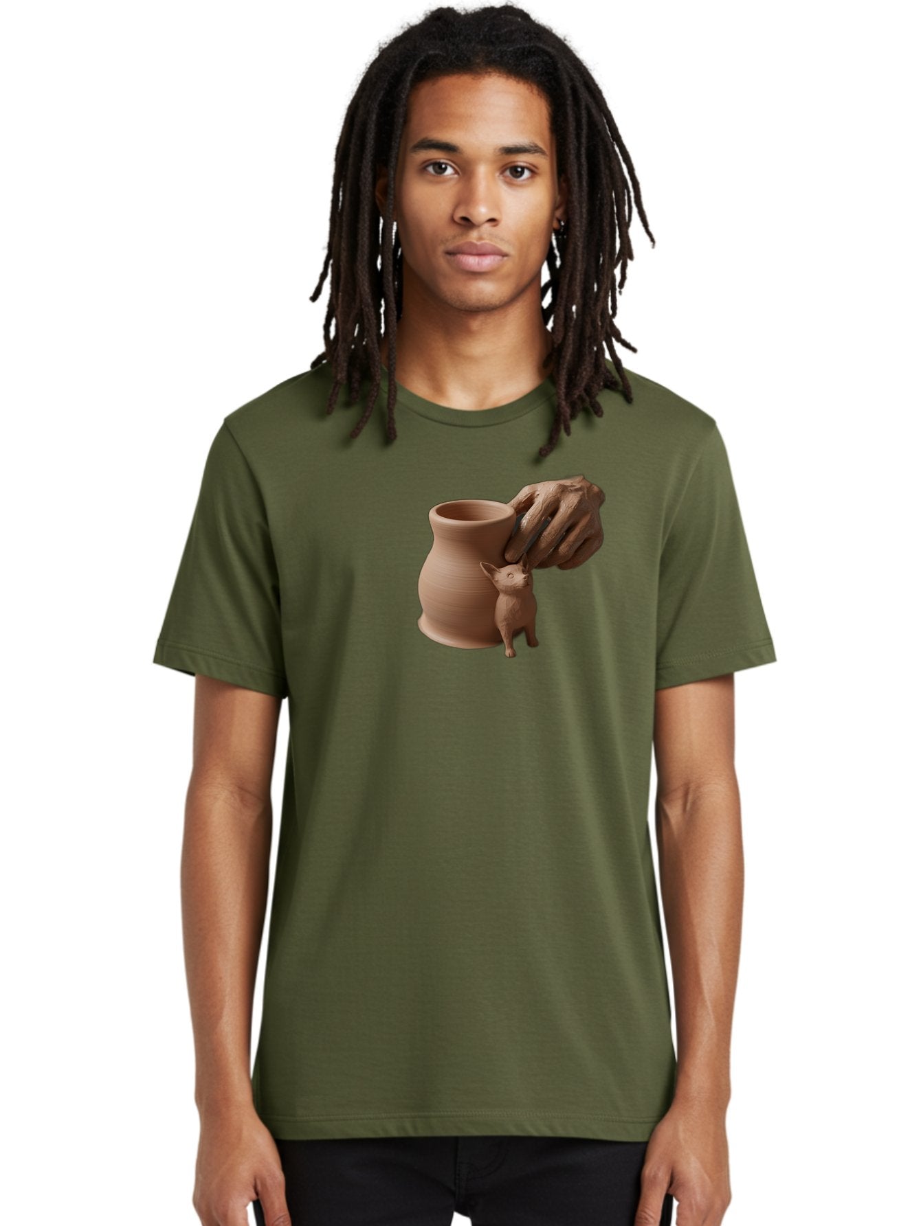 Potter-S-Hand Men'S Graphic Tee, 100% Cotton, Comfortable Casual Summer Wear, Machine Washable, Clay Pottery, Handmade Ceramics, Pottery Wheel, Earthenware, Clay Modeling, Sculpting, Creative Expression, Artistic Process, Pottery Art, Bab230 24