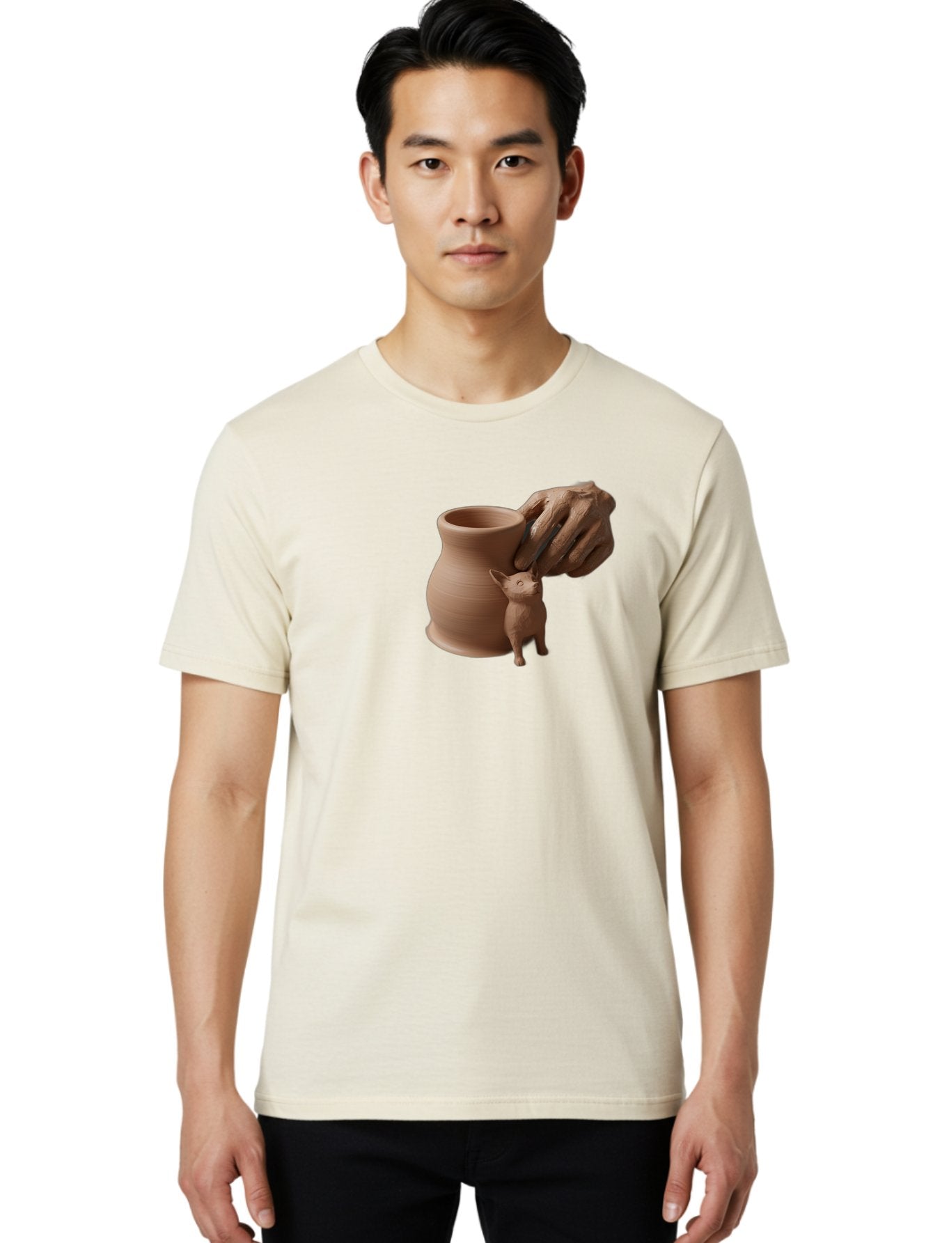 Potter-S-Hand Men'S Graphic Tee, 100% Cotton, Comfortable Casual Summer Wear, Machine Washable, Clay Pottery, Handmade Ceramics, Pottery Wheel, Earthenware, Clay Modeling, Sculpting, Creative Expression, Artistic Process, Pottery Art, Bab230 22