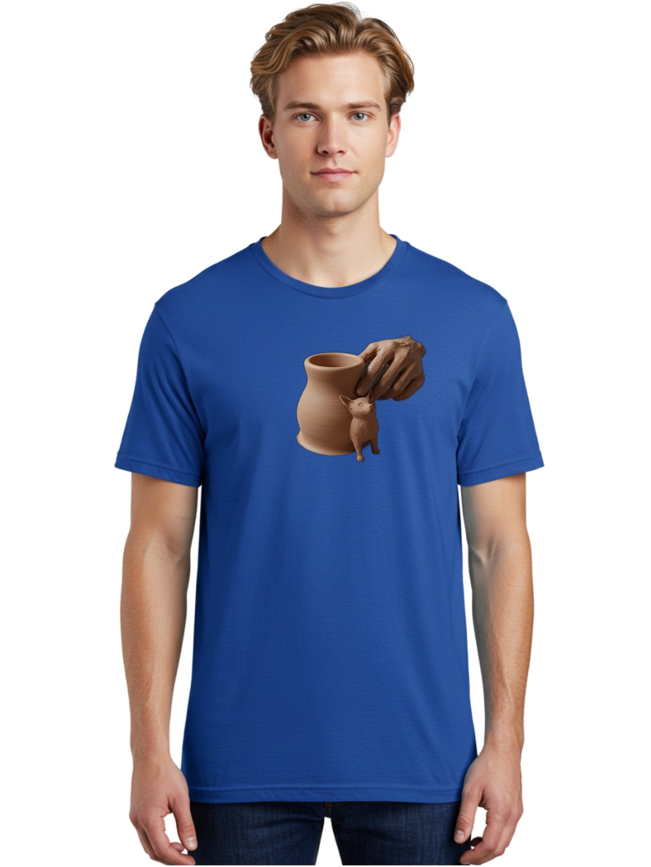 Potter-S-Hand Men'S Graphic Tee, 100% Cotton, Comfortable Casual Summer Wear, Machine Washable, Clay Pottery, Handmade Ceramics, Pottery Wheel, Earthenware, Clay Modeling, Sculpting, Creative Expression, Artistic Process, Pottery Art, Bab230 18