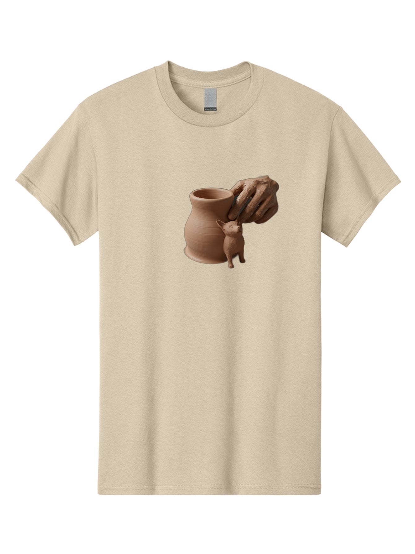 Potter-S-Hand Men'S Graphic Tee, 100% Cotton, Comfortable Casual Summer Wear, Machine Washable, Clay Pottery, Handmade Ceramics, Pottery Wheel, Earthenware, Clay Modeling, Sculpting, Creative Expression, Artistic Process, Pottery Art, Bab230 7