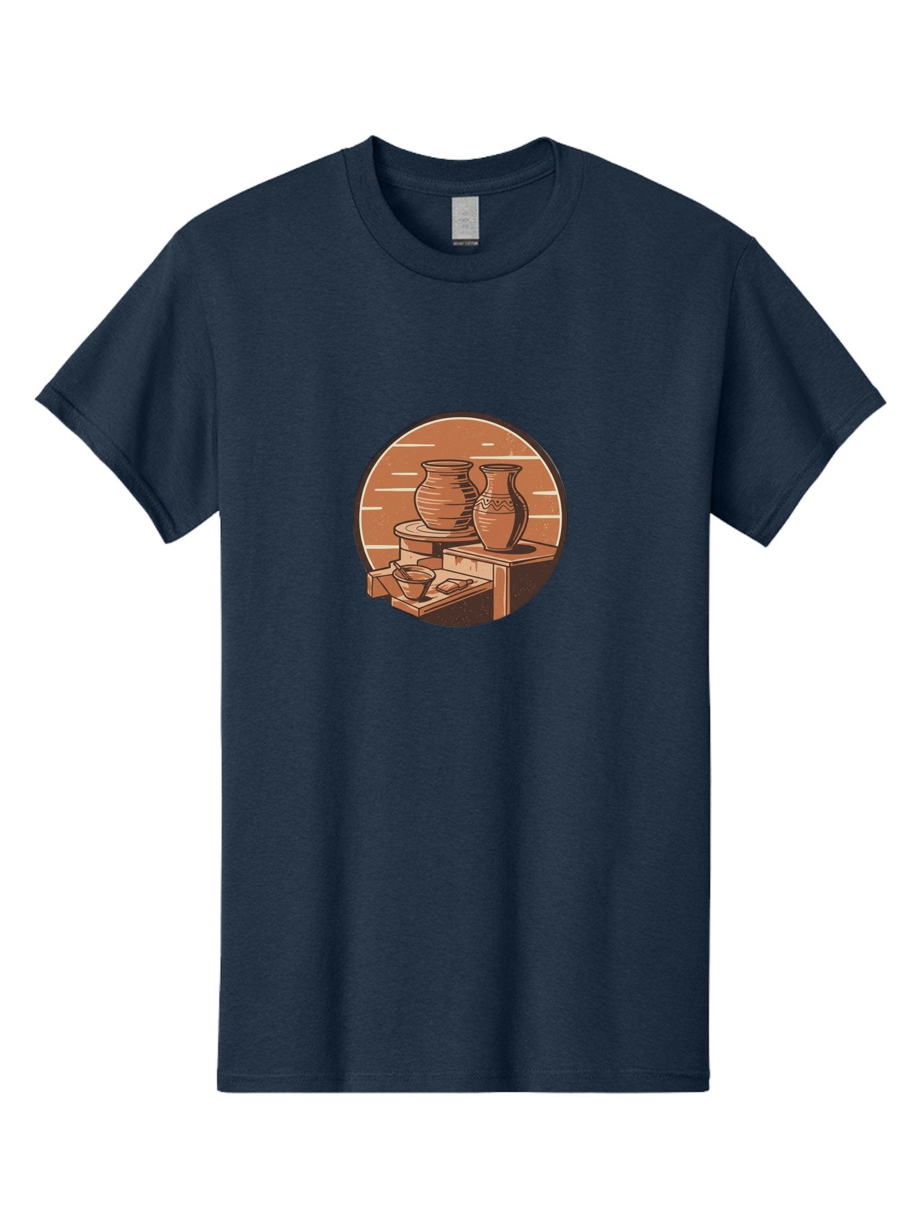 Potter-S-Wheel-3 Men'S Graphic Tee, 100% Cotton, Comfortable Casual Summer Wear, Machine Washable, Pottery Worktable, Clay Pottery, Ceramics, Handmade Crafts, Potter'S Wheel, Artisan Work, Creative Process, Pottery Making, Artistic Expression, Bab234
