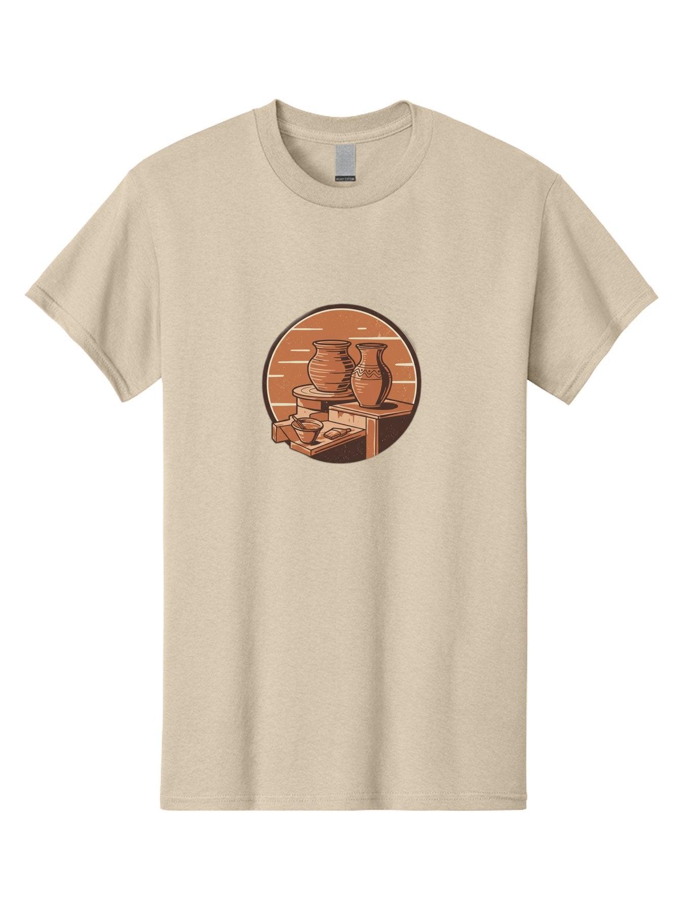 Potter-S-Wheel-3 Men'S Graphic Tee, 100% Cotton, Comfortable Casual Summer Wear, Machine Washable, Pottery Worktable, Clay Pottery, Ceramics, Handmade Crafts, Potter'S Wheel, Artisan Work, Creative Process, Pottery Making, Artistic Expression, Bab234 4