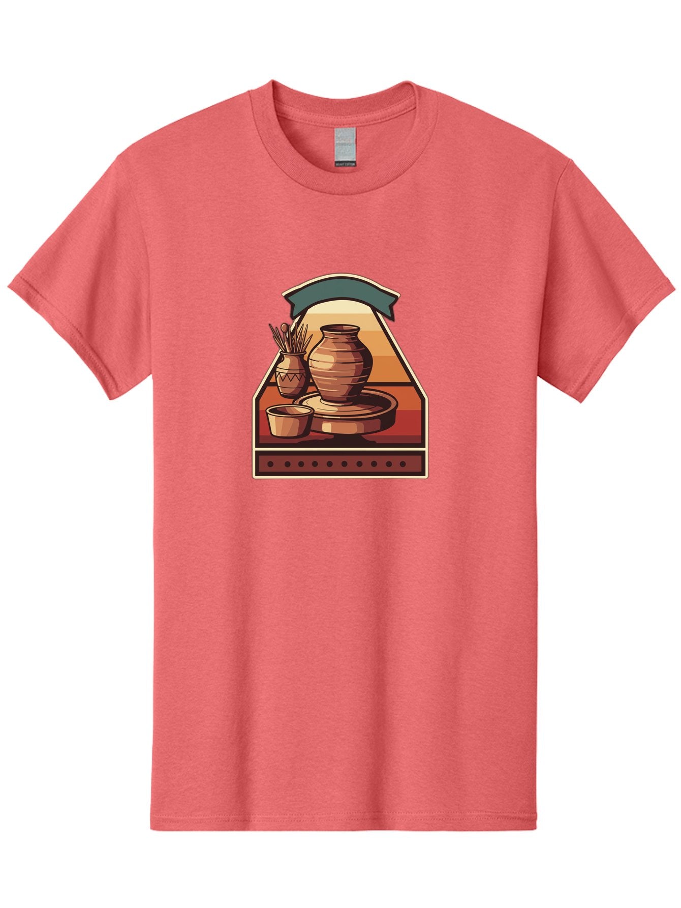 Potter-S-Wheel-4 Men'S Graphic Tee, 100% Cotton, Comfortable Casual Summer Wear, Machine Washable, Potter'S Wheel, Clay Pot, Ceramic Vase, Pottery Tools, Creative Workspace, Artistic Process, Handmade Crafts, Earthy Tones, Traditional Pottery Bab235 12