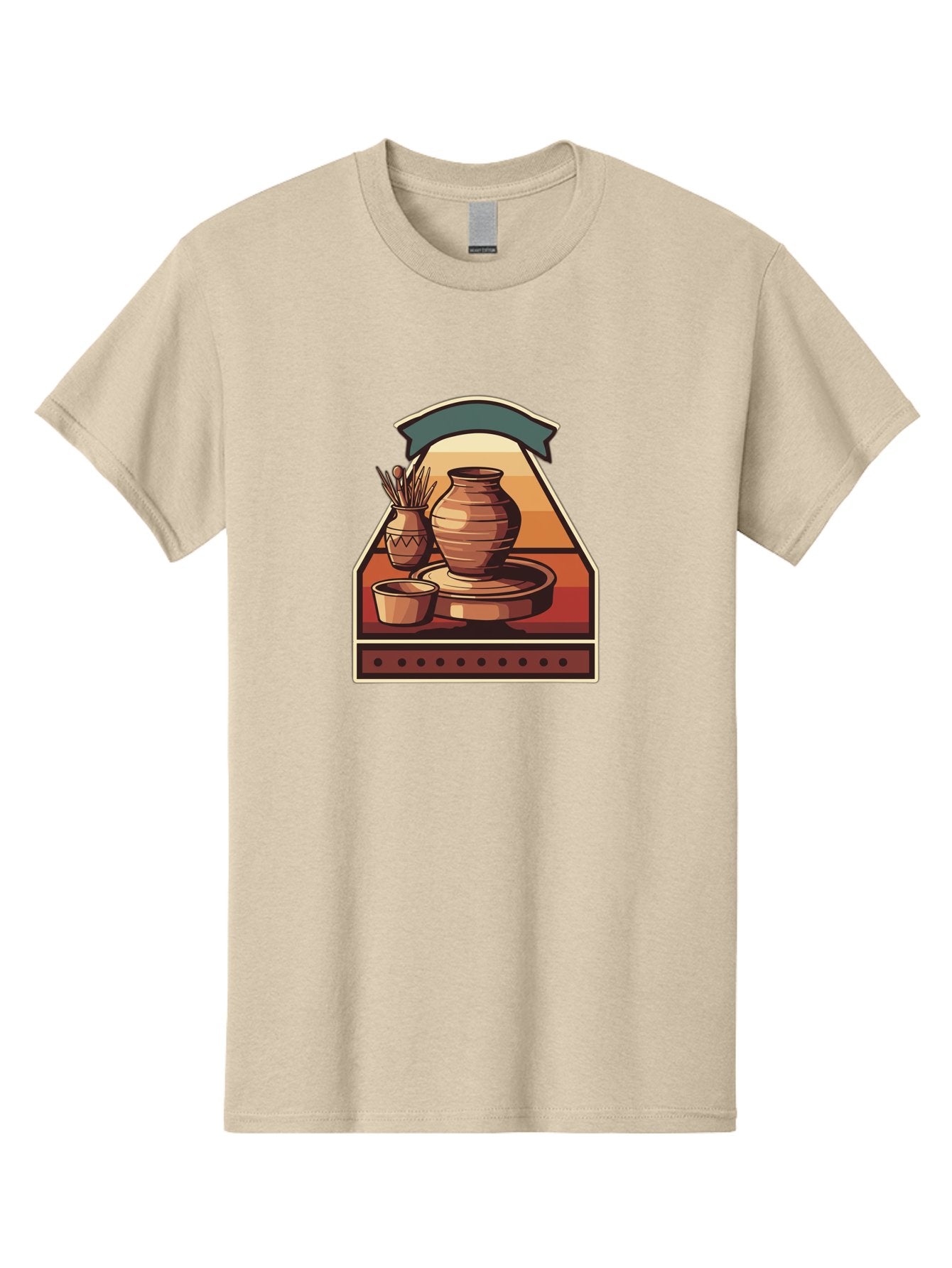 Potter-S-Wheel-4 Men'S Graphic Tee, 100% Cotton, Comfortable Casual Summer Wear, Machine Washable, Potter'S Wheel, Clay Pot, Ceramic Vase, Pottery Tools, Creative Workspace, Artistic Process, Handmade Crafts, Earthy Tones, Traditional Pottery Bab235 11