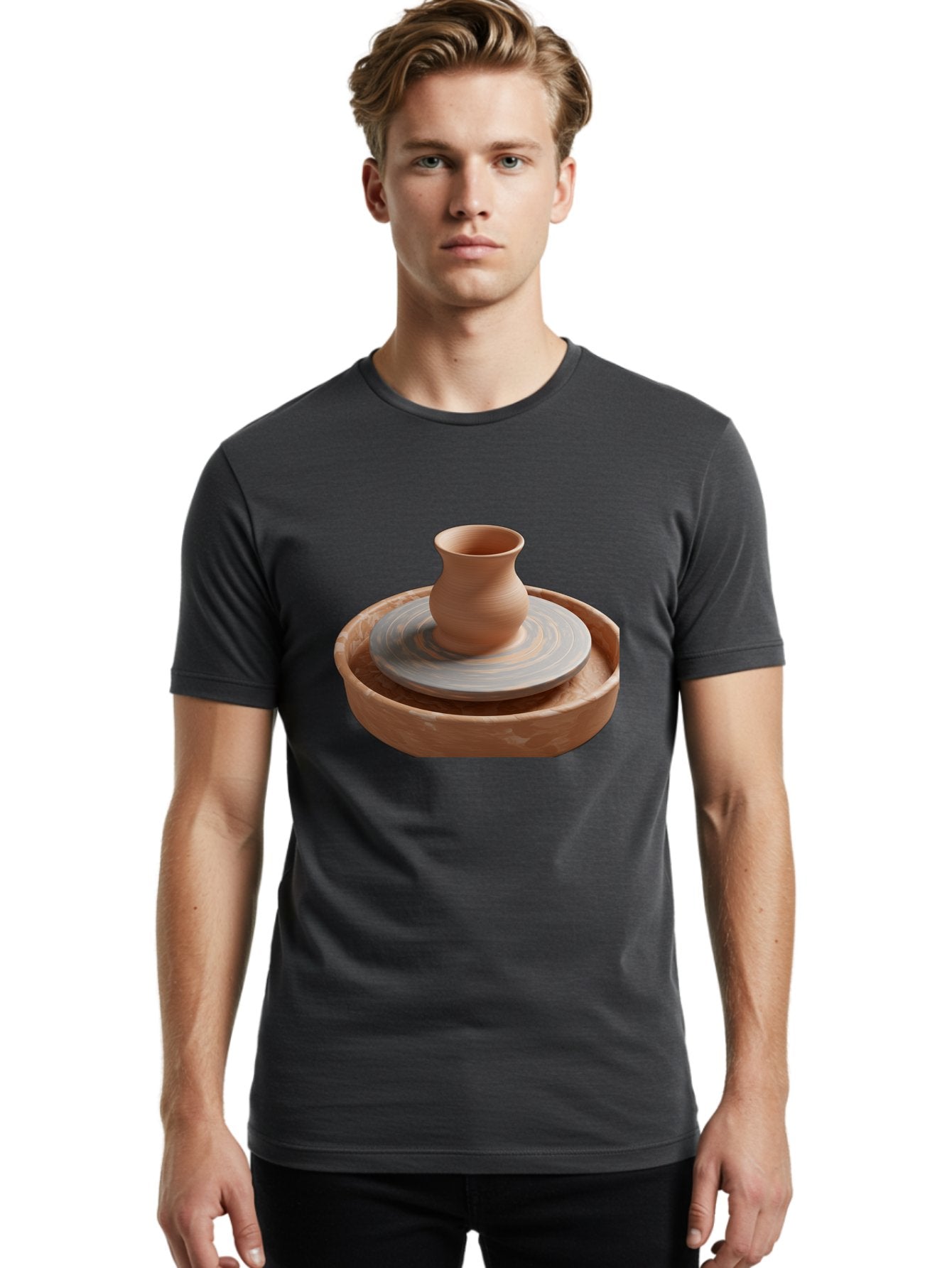 Potter-S-Wheel-5 Men'S Graphic Tee, 100% Cotton, Comfortable Casual Summer Wear, Machine Washable, Potter'S Wheel, Clay Pot, Pottery Making, Ceramics, Handmade, Artisanal, Creative Process, Craft, Pottery Wheel, Clay Vessel Bab236 25