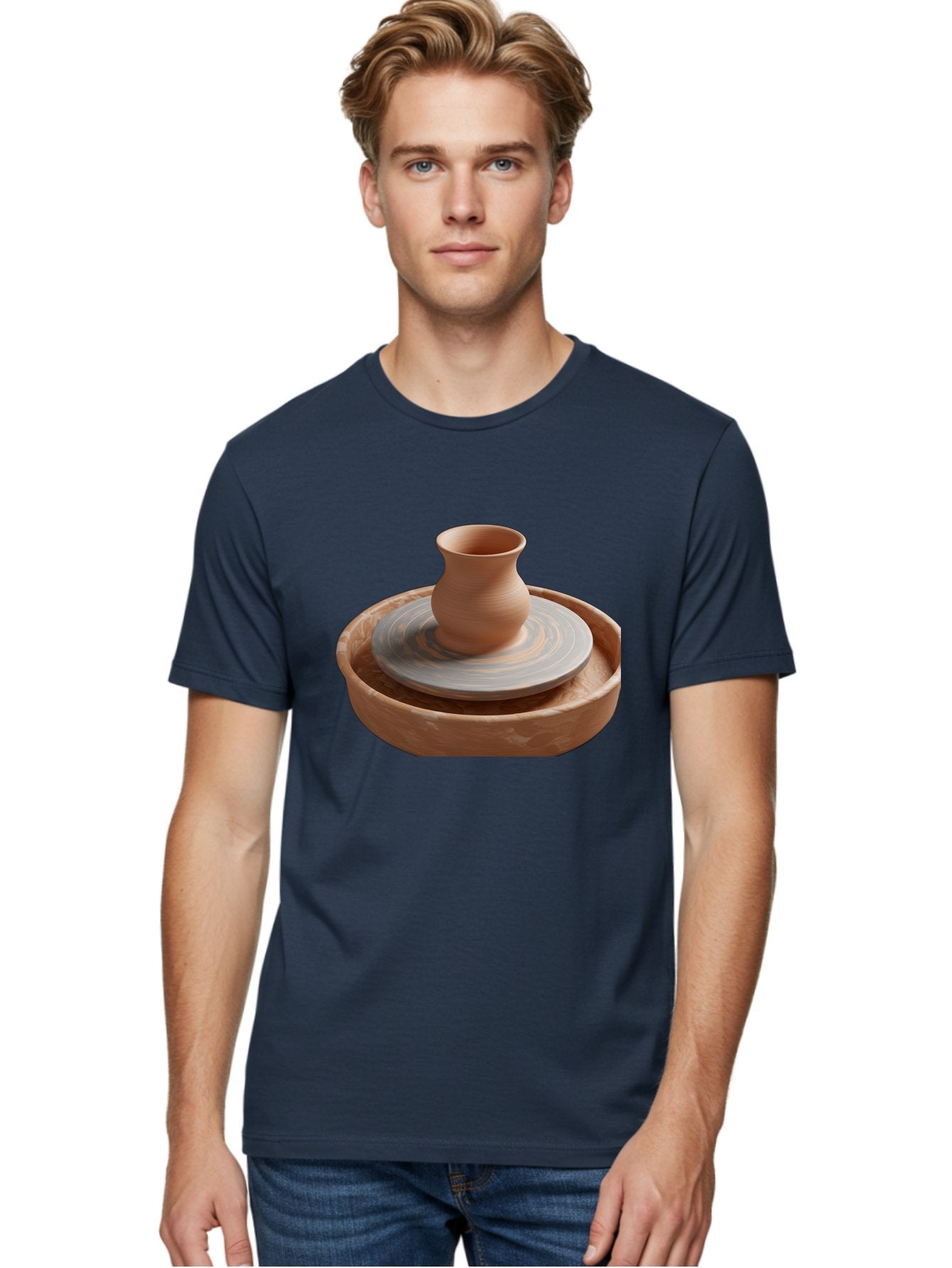 Potter-S-Wheel-5 Men'S Graphic Tee, 100% Cotton, Comfortable Casual Summer Wear, Machine Washable, Potter'S Wheel, Clay Pot, Pottery Making, Ceramics, Handmade, Artisanal, Creative Process, Craft, Pottery Wheel, Clay Vessel Bab236 30