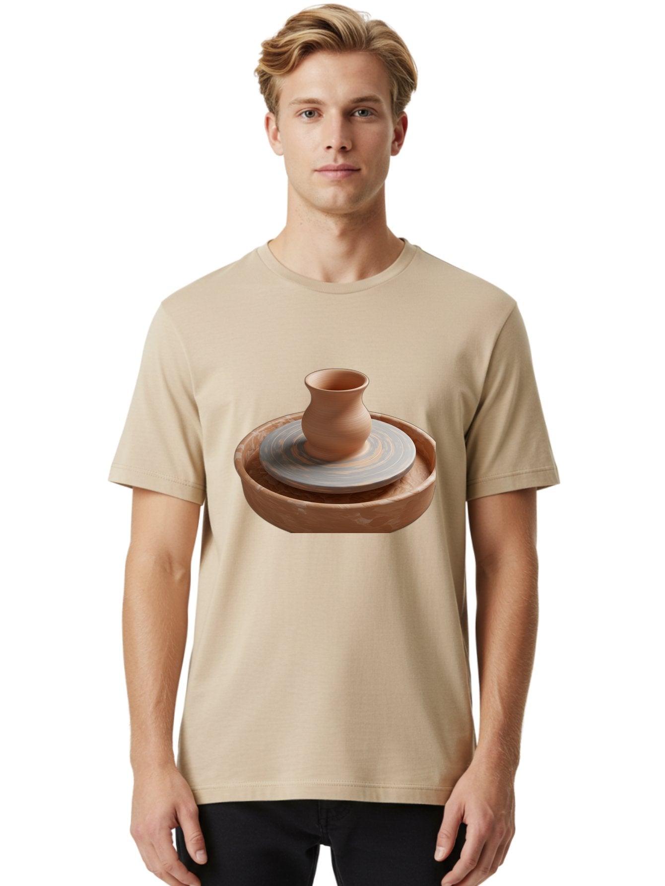 Potter-S-Wheel-5 Men'S Graphic Tee, 100% Cotton, Comfortable Casual Summer Wear, Machine Washable, Potter'S Wheel, Clay Pot, Pottery Making, Ceramics, Handmade, Artisanal, Creative Process, Craft, Pottery Wheel, Clay Vessel Bab236 19