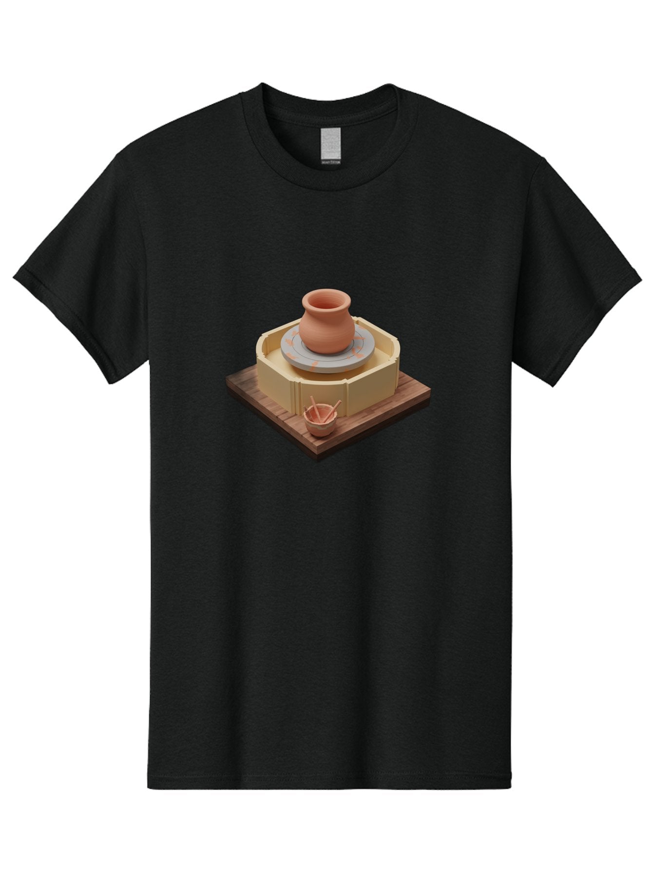 Potter-S-Wheel-7 Men'S Graphic Tee, 100% Cotton, Comfortable Casual Summer Wear, Machine Washable, Pottery Wheel, Clay Pot, Ceramics, Handmade, Artisanal, Creative Process, Pottery Tools, Wooden Base, 3D Rendering Bab238 8
