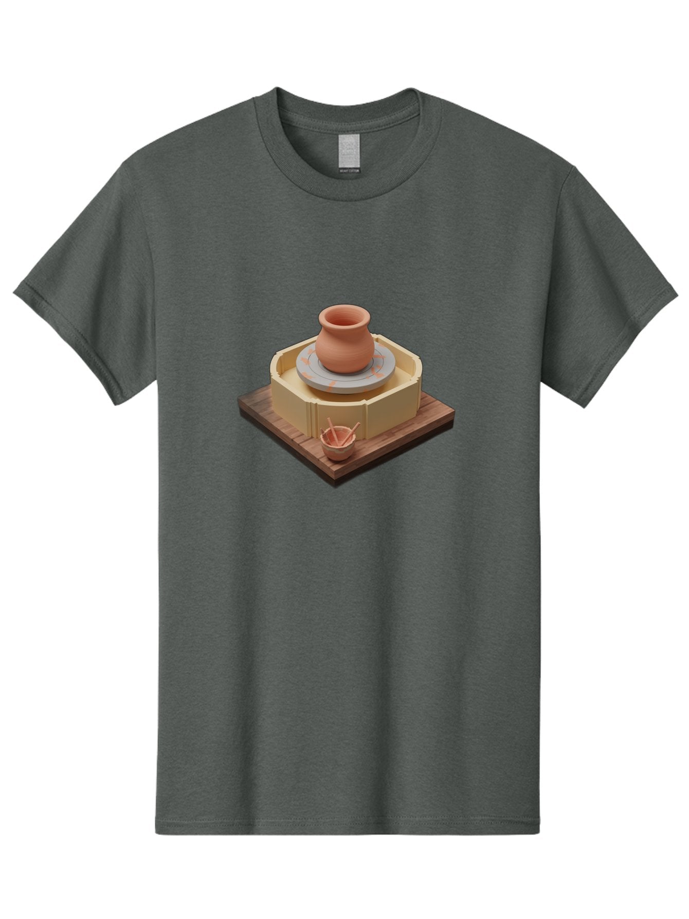 Potter-S-Wheel-7 Men'S Graphic Tee, 100% Cotton, Comfortable Casual Summer Wear, Machine Washable, Pottery Wheel, Clay Pot, Ceramics, Handmade, Artisanal, Creative Process, Pottery Tools, Wooden Base, 3D Rendering Bab238