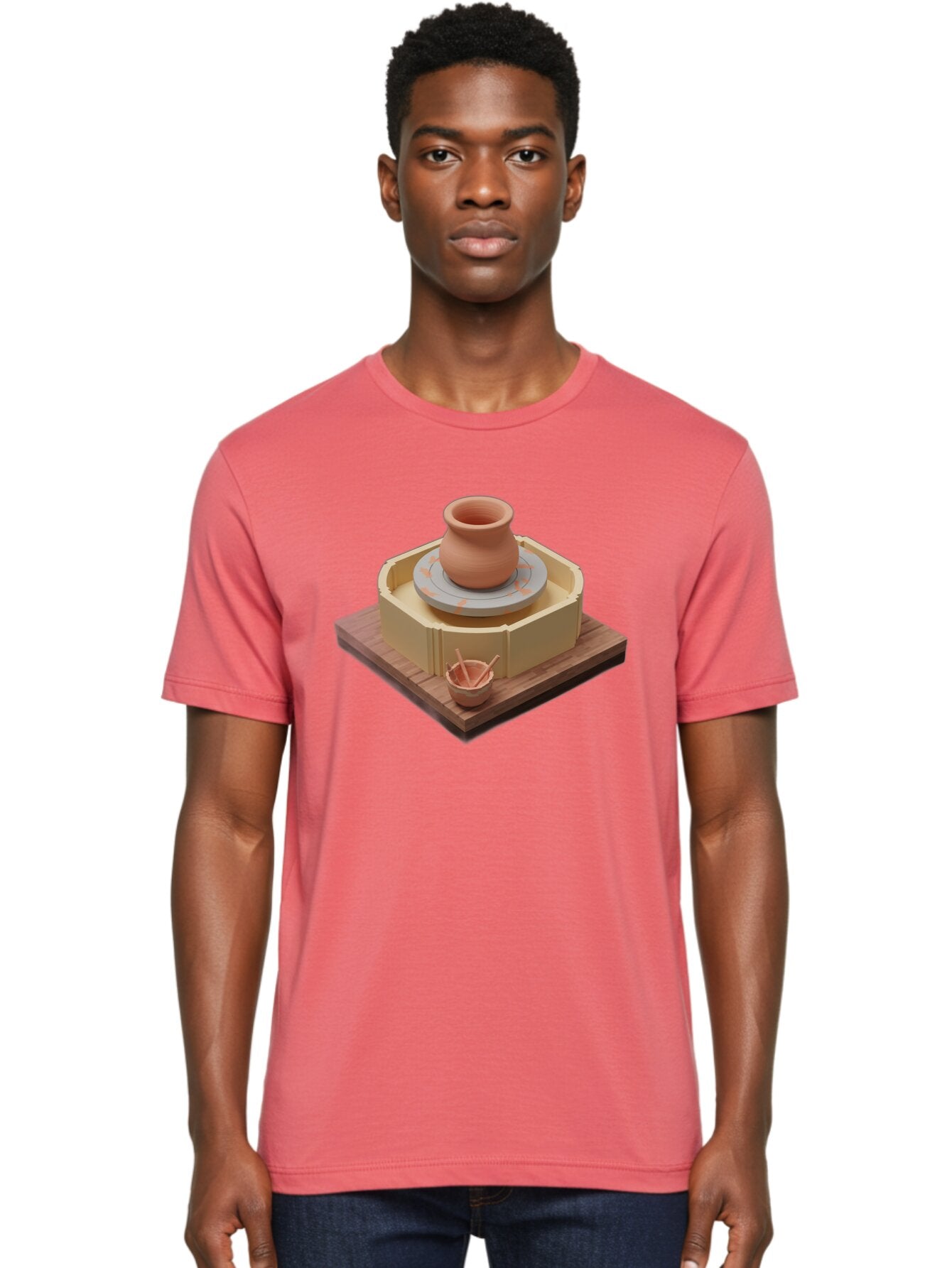 Potter-S-Wheel-7 Men'S Graphic Tee, 100% Cotton, Comfortable Casual Summer Wear, Machine Washable, Pottery Wheel, Clay Pot, Ceramics, Handmade, Artisanal, Creative Process, Pottery Tools, Wooden Base, 3D Rendering Bab238 20