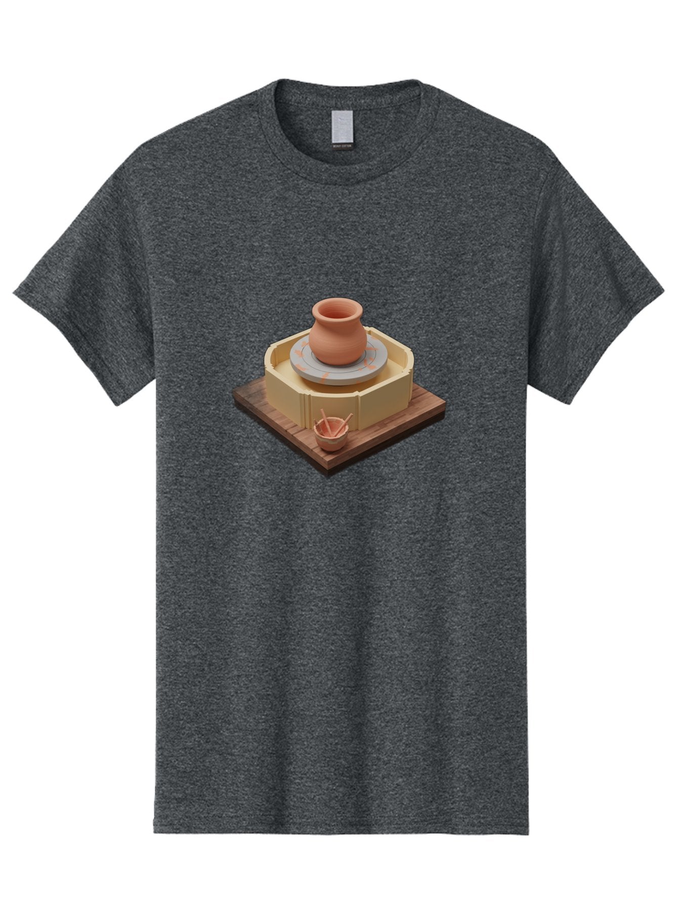 Potter-S-Wheel-7 Men'S Graphic Tee, 100% Cotton, Comfortable Casual Summer Wear, Machine Washable, Pottery Wheel, Clay Pot, Ceramics, Handmade, Artisanal, Creative Process, Pottery Tools, Wooden Base, 3D Rendering Bab238 9