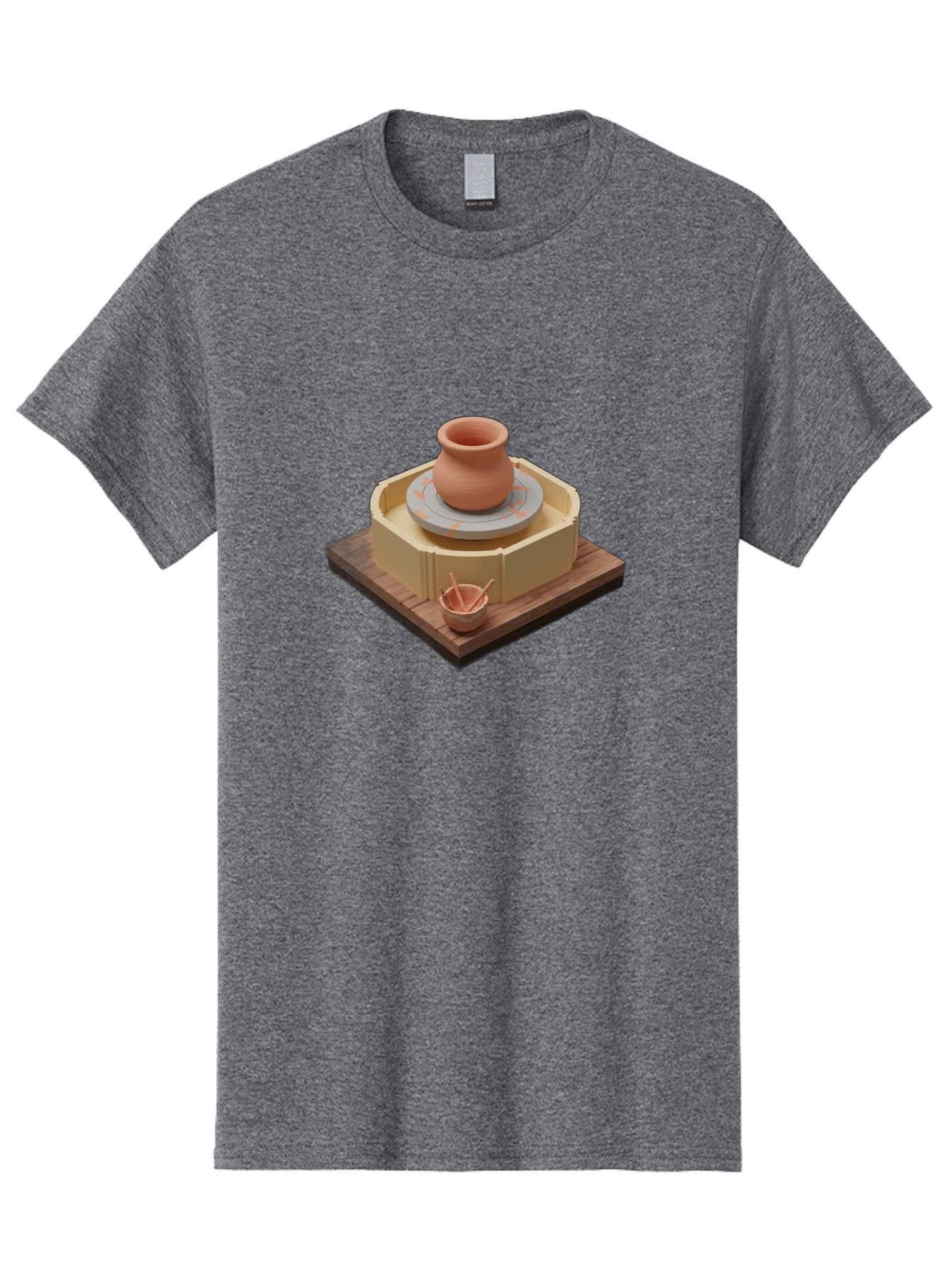 Potter-S-Wheel-7 Men'S Graphic Tee, 100% Cotton, Comfortable Casual Summer Wear, Machine Washable, Pottery Wheel, Clay Pot, Ceramics, Handmade, Artisanal, Creative Process, Pottery Tools, Wooden Base, 3D Rendering Bab238 4