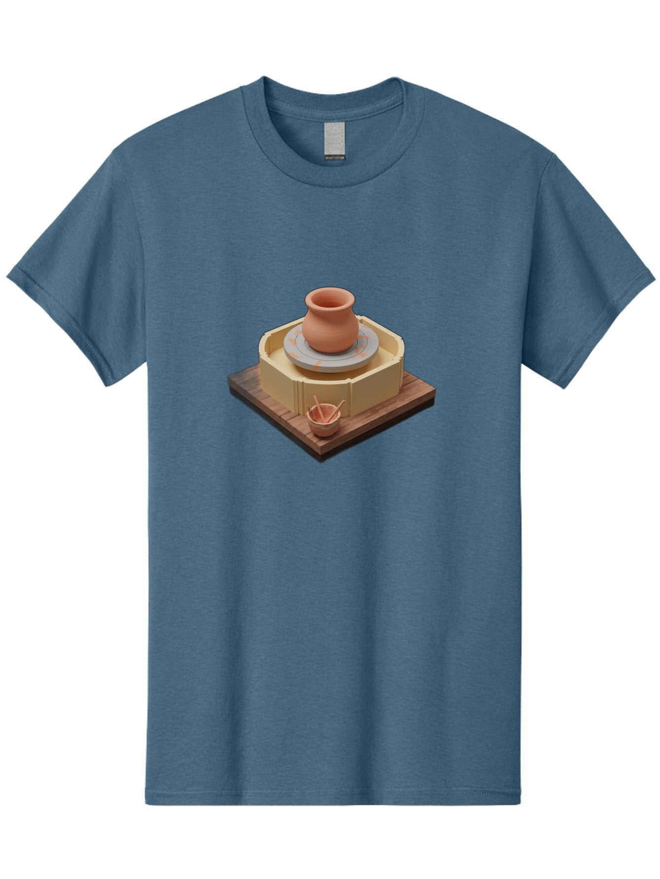 Potter-S-Wheel-7 Men'S Graphic Tee, 100% Cotton, Comfortable Casual Summer Wear, Machine Washable, Pottery Wheel, Clay Pot, Ceramics, Handmade, Artisanal, Creative Process, Pottery Tools, Wooden Base, 3D Rendering Bab238