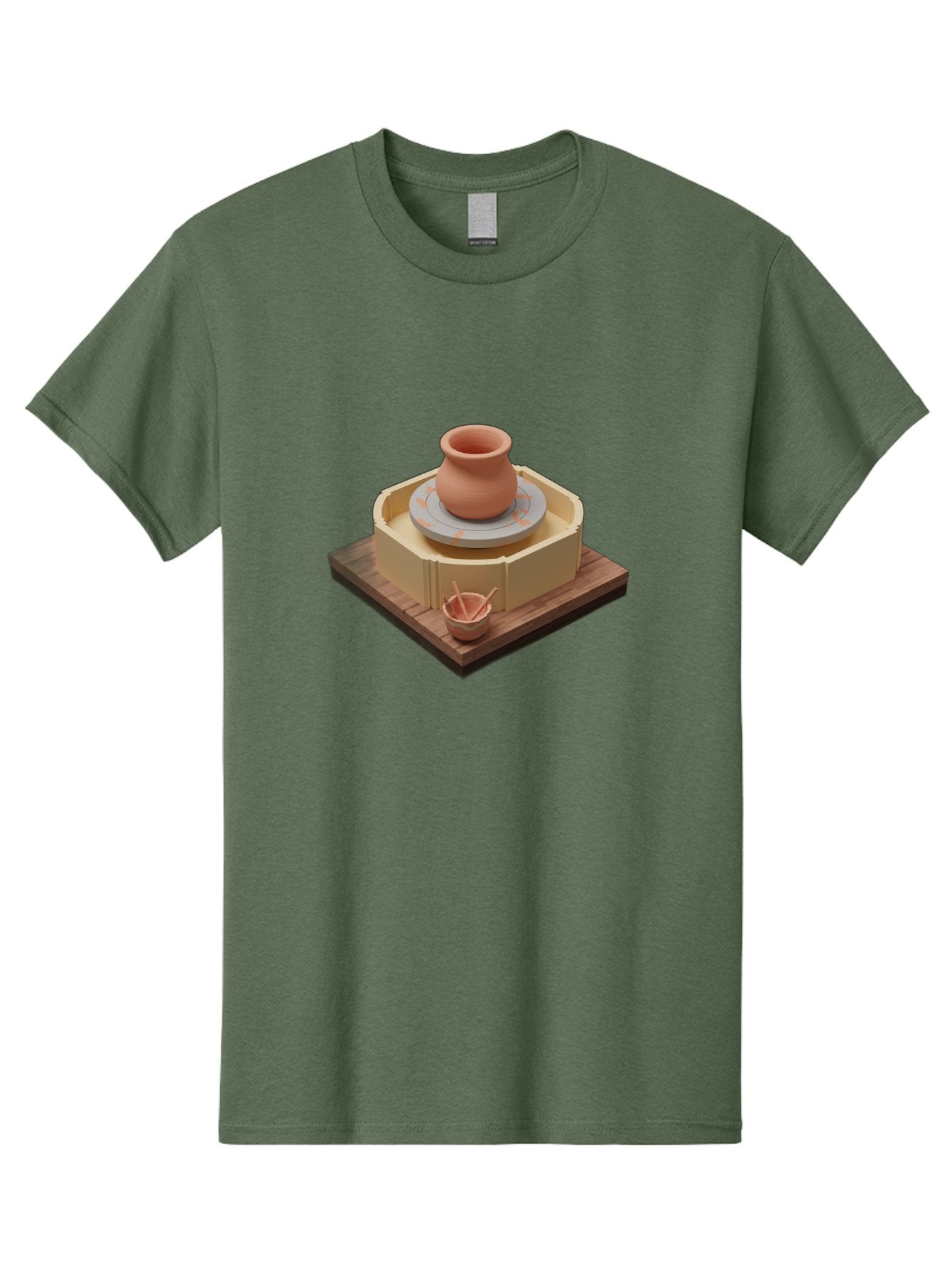 Potter-S-Wheel-7 Men'S Graphic Tee, 100% Cotton, Comfortable Casual Summer Wear, Machine Washable, Pottery Wheel, Clay Pot, Ceramics, Handmade, Artisanal, Creative Process, Pottery Tools, Wooden Base, 3D Rendering Bab238 11