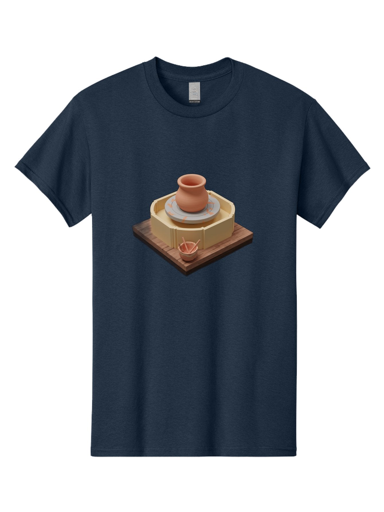 Potter-S-Wheel-7 Men'S Graphic Tee, 100% Cotton, Comfortable Casual Summer Wear, Machine Washable, Pottery Wheel, Clay Pot, Ceramics, Handmade, Artisanal, Creative Process, Pottery Tools, Wooden Base, 3D Rendering Bab238 6